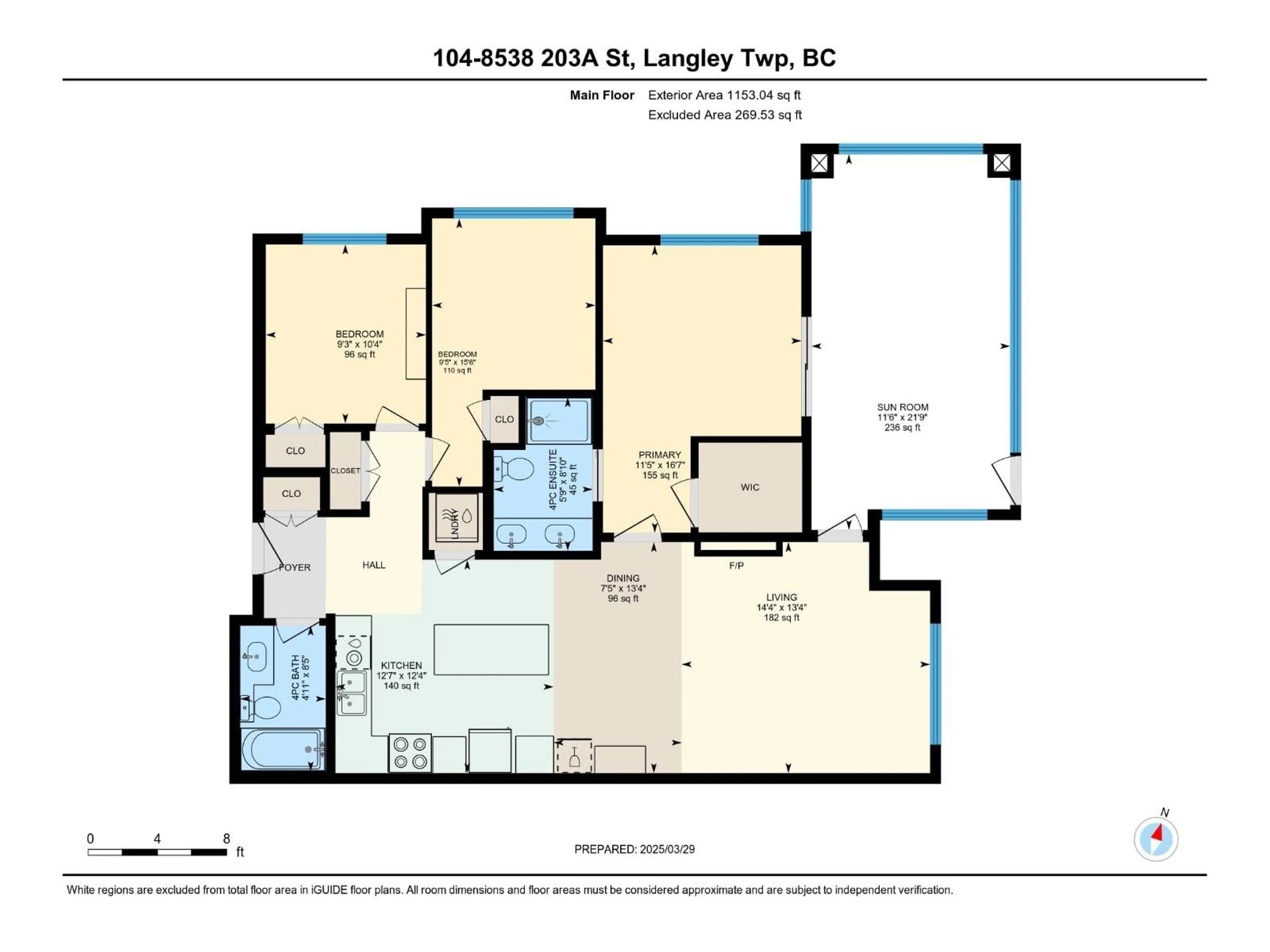 Floor plan for 104 - 8538 203A, Langley British Columbia V2Y3P9