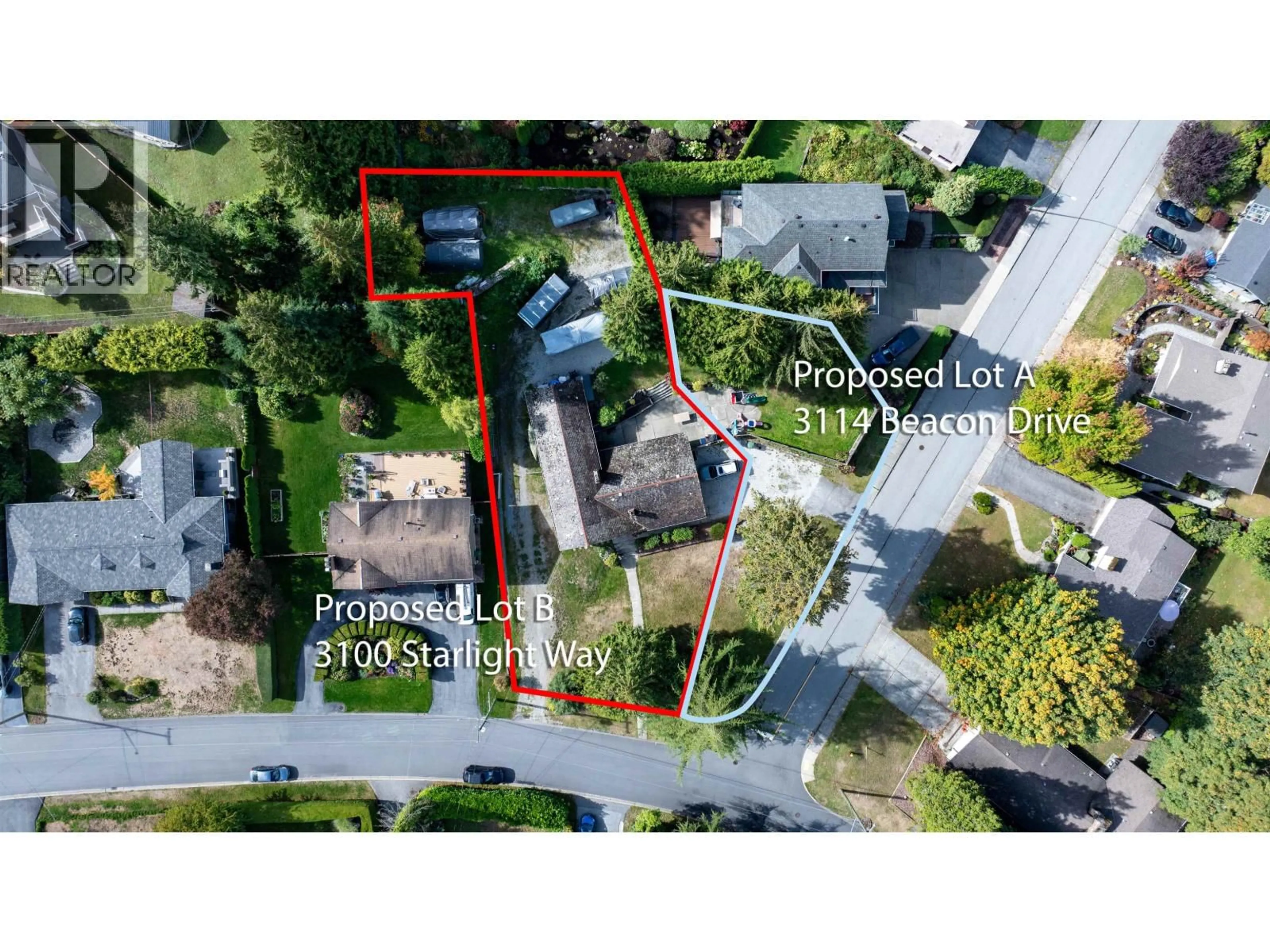 A pic from outside/outdoor area/front of a property/back of a property/a pic from drone, street for 3100 STARLIGHT WAY, Coquitlam British Columbia V3C3R1