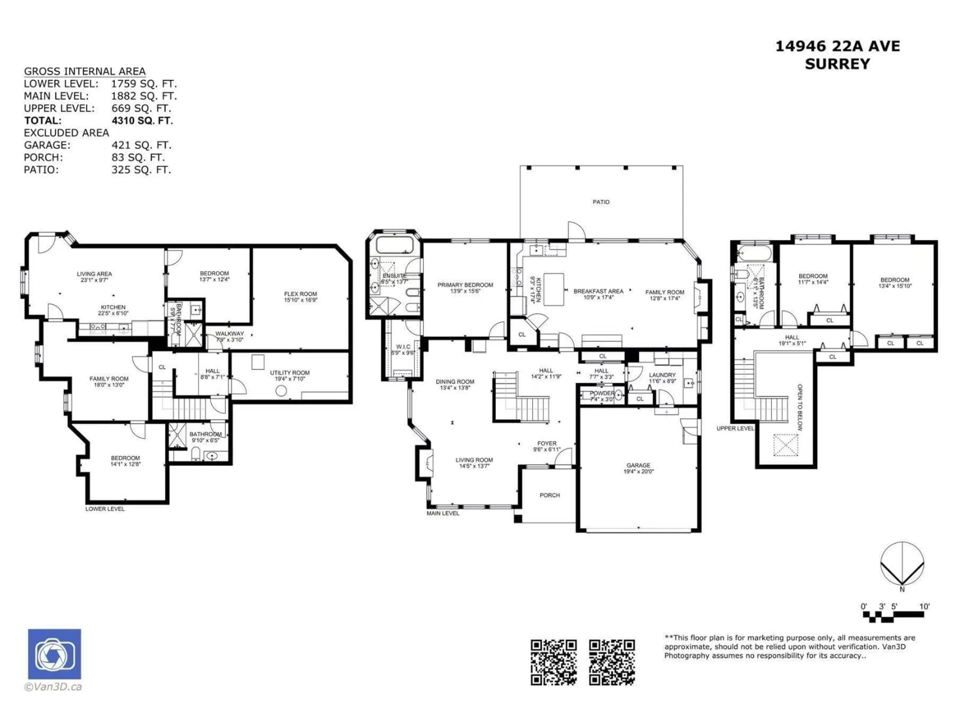 Floor plan for 14946 22A, Surrey British Columbia V4A9X3