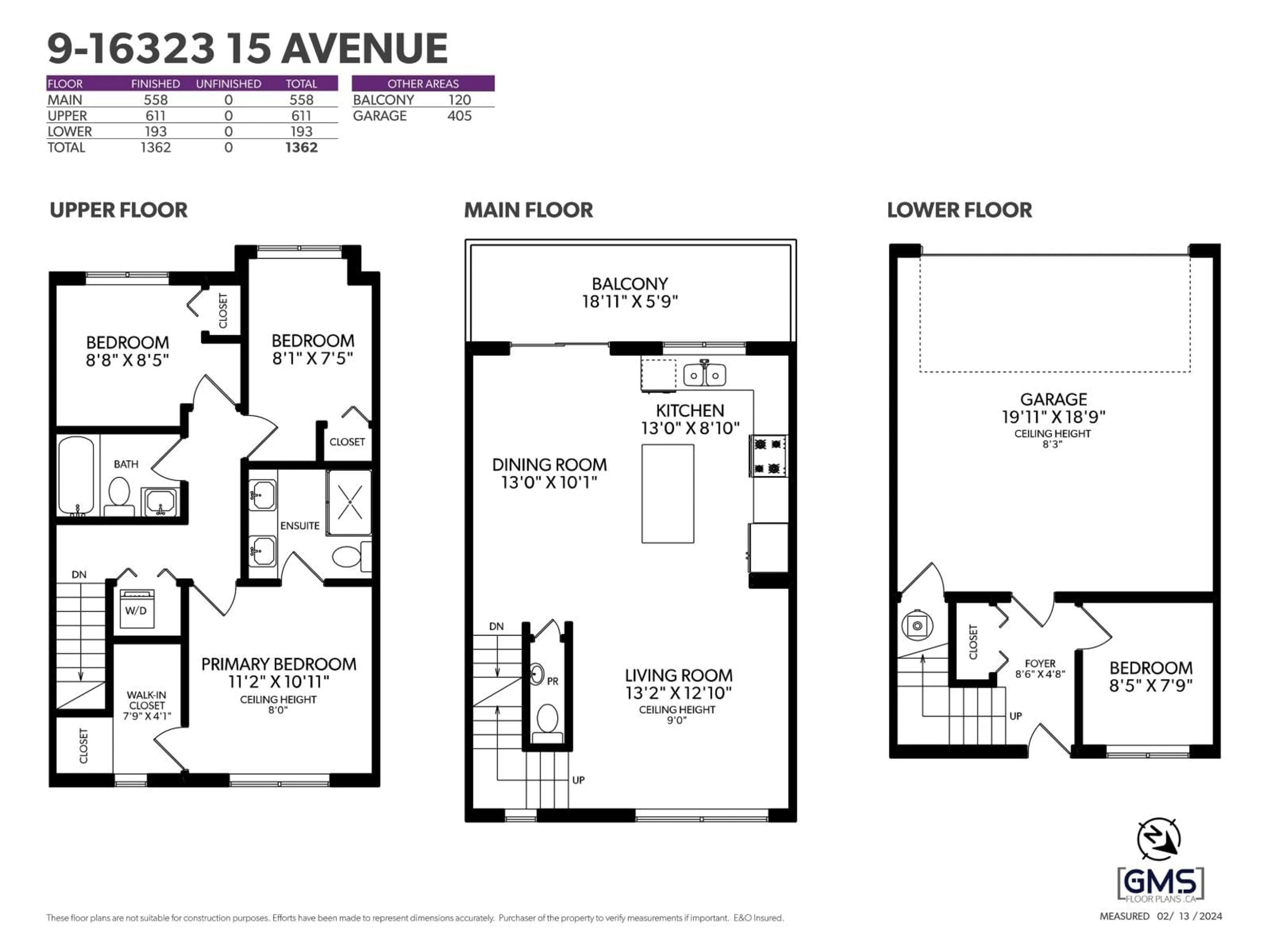 Floor plan for 9 - 16323 15, Surrey British Columbia V4A0C5