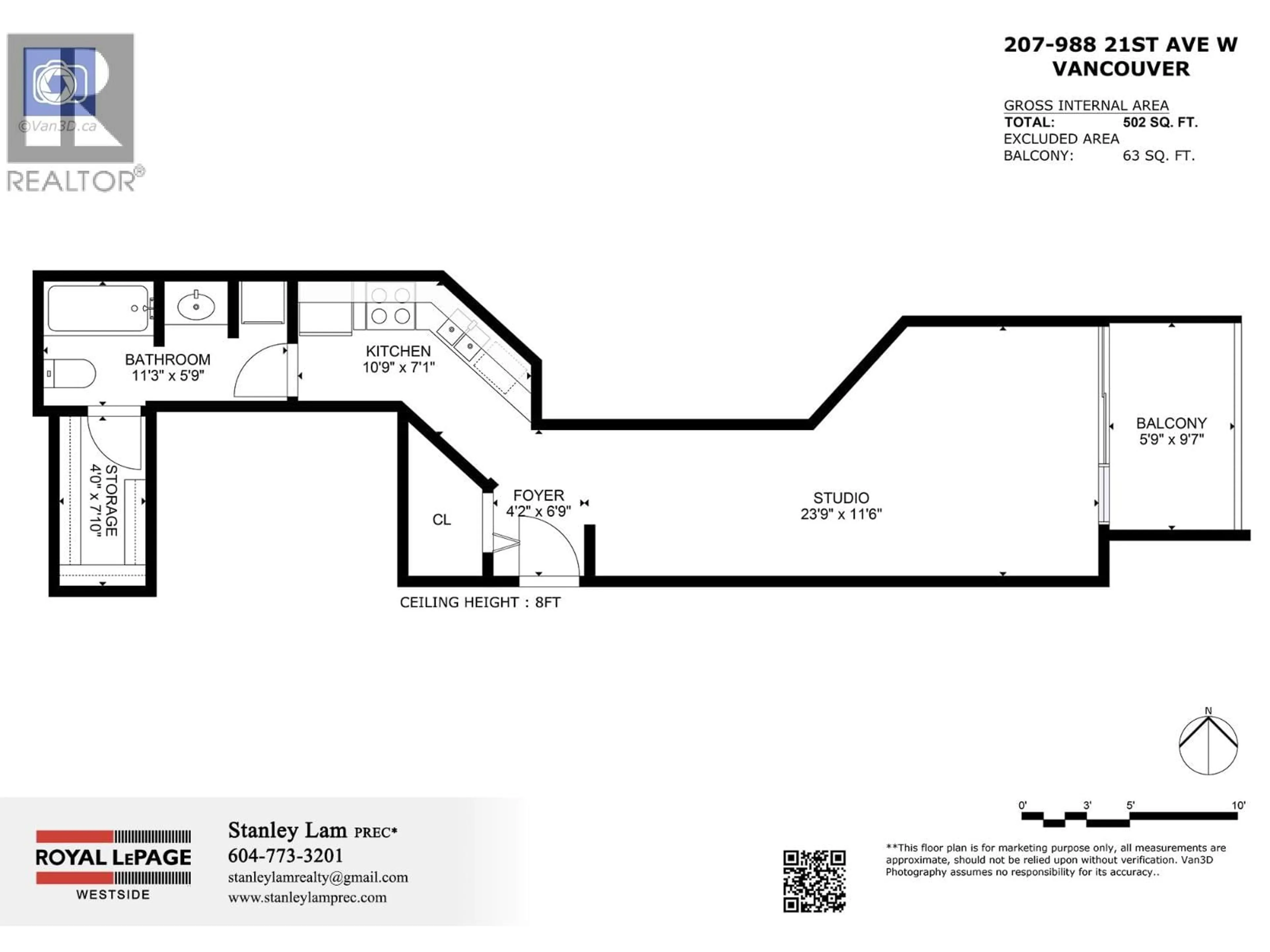Floor plan for 207 - 988 21ST AVENUE, Vancouver British Columbia V5Z1Z1