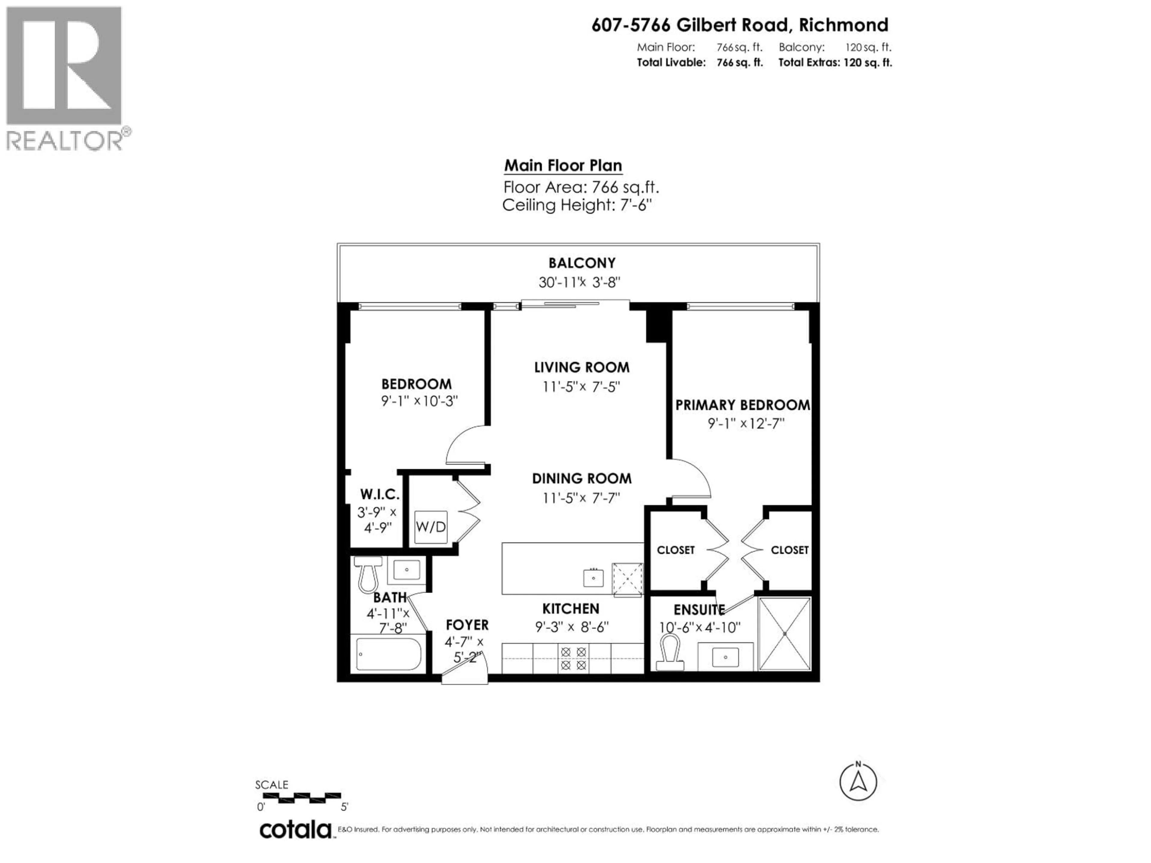Floor plan for 607 - 5766 GILBERT ROAD, Richmond British Columbia V7C0G2