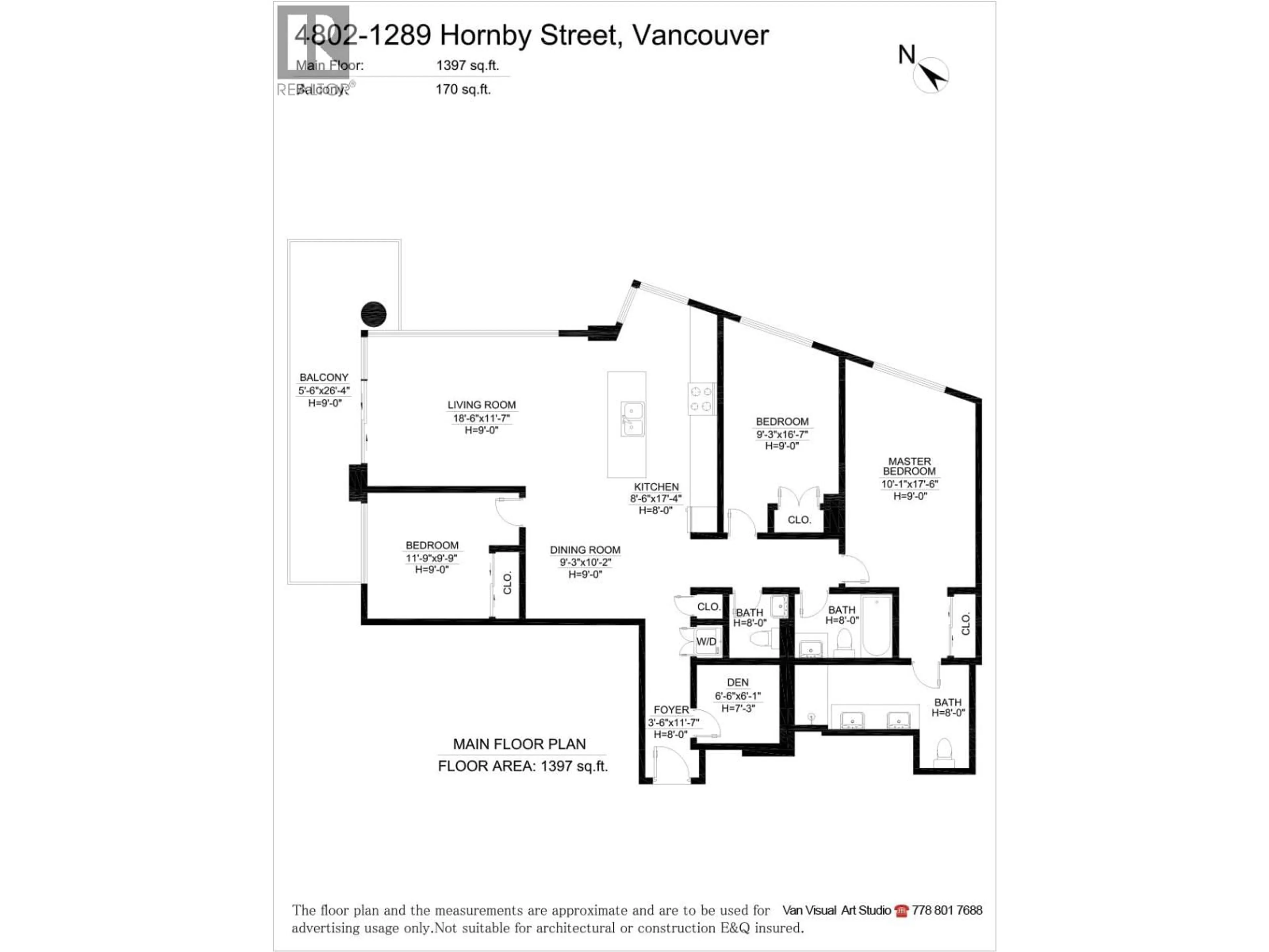 Floor plan for 4802 - 1289 HORNBY STREET, Vancouver British Columbia V6Z0G7