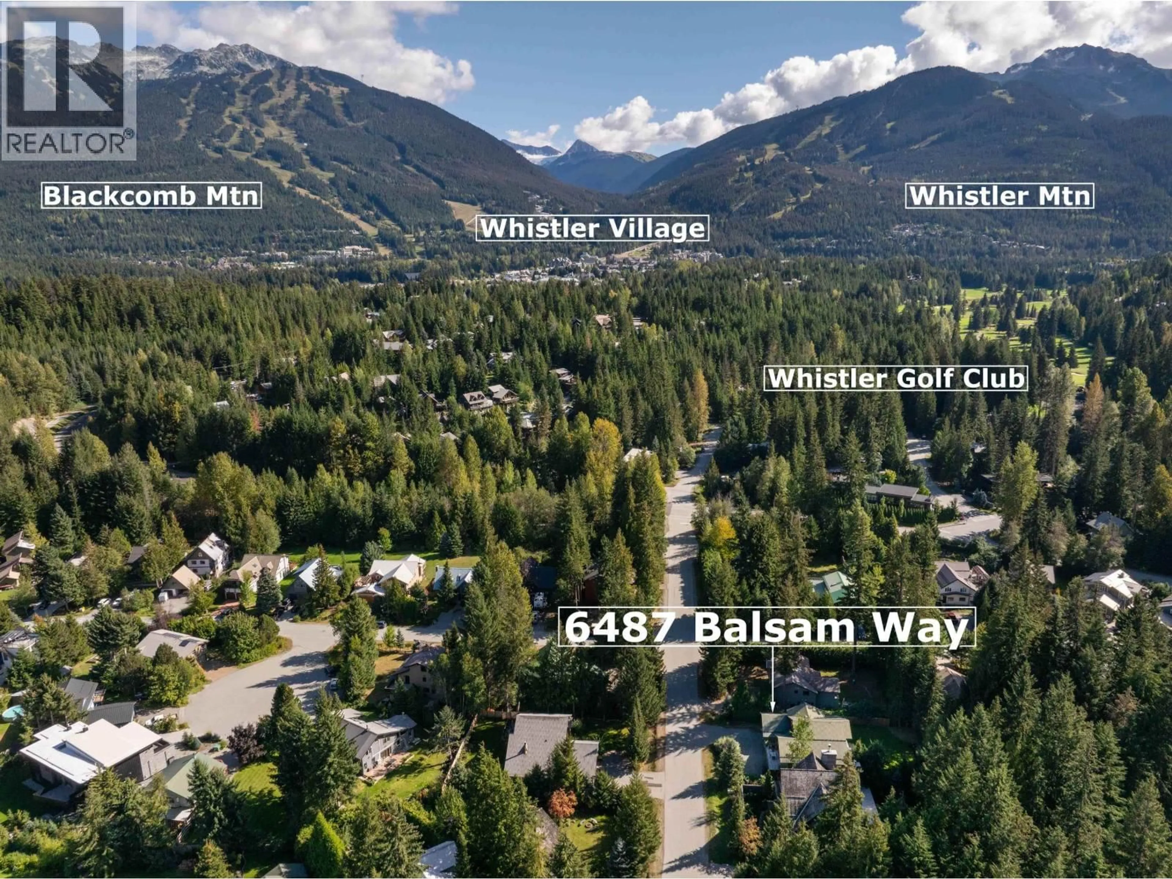 A pic from outside/outdoor area/front of a property/back of a property/a pic from drone, mountain view for 6487 BALSAM WAY, Whistler British Columbia V8E0C5