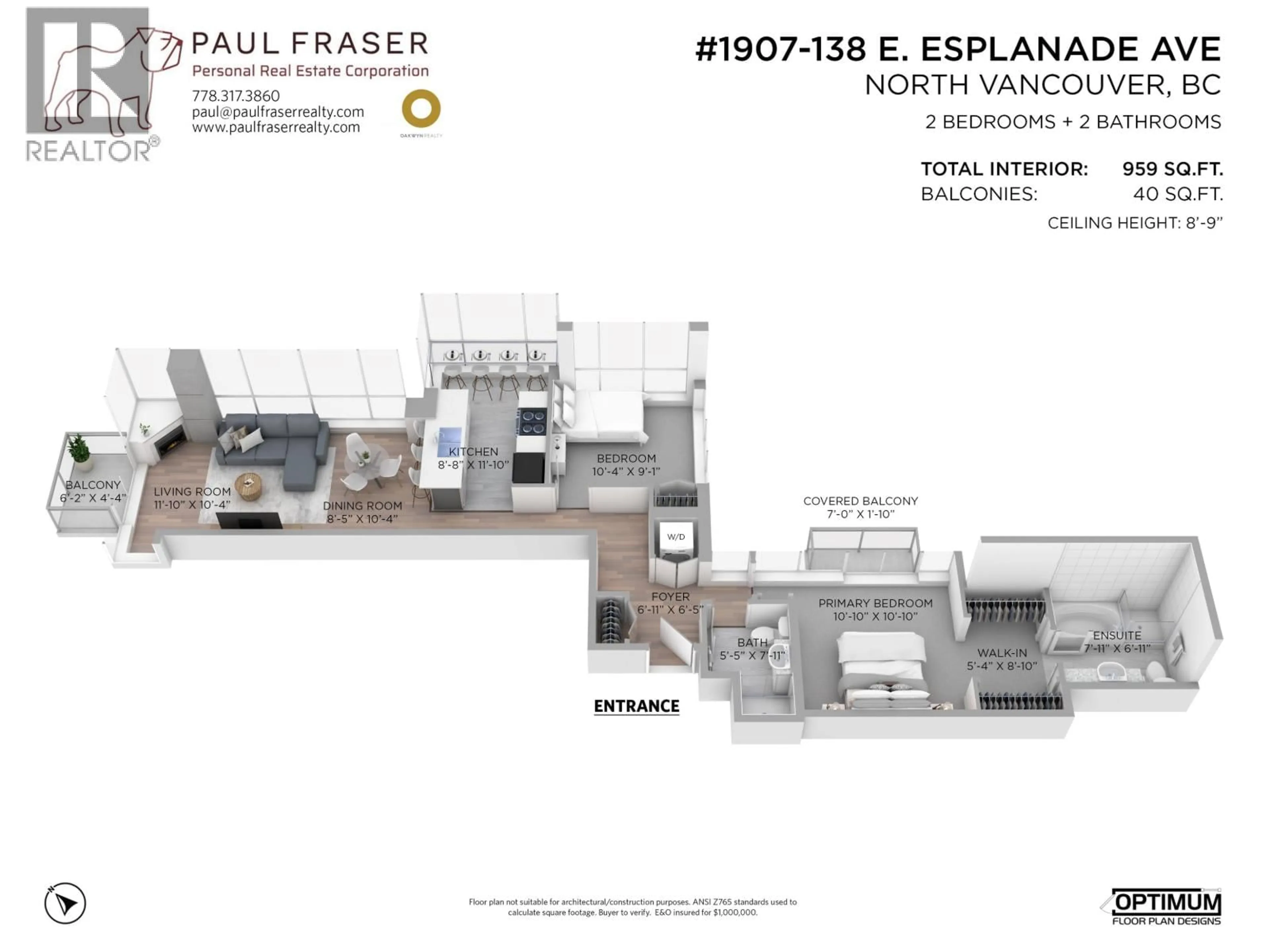 Floor plan for 1907 - 138 ESPLANADE, North Vancouver British Columbia V7L4X9