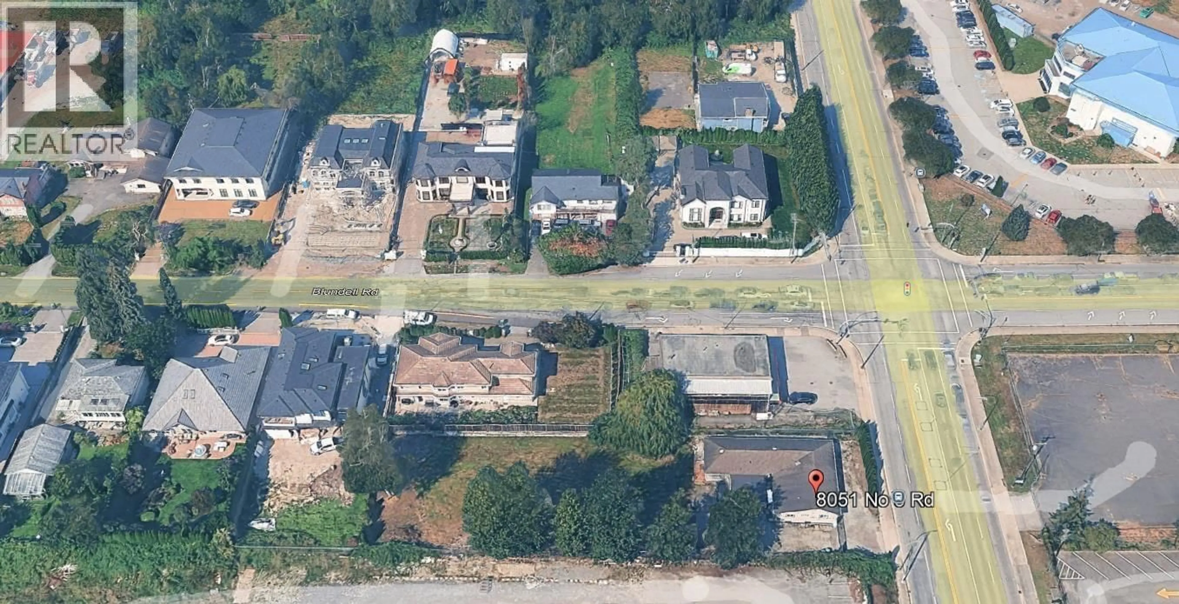 A pic from outside/outdoor area/front of a property/back of a property/a pic from drone, street for 8051 NO. 5 ROAD, Richmond British Columbia V6Y2V5