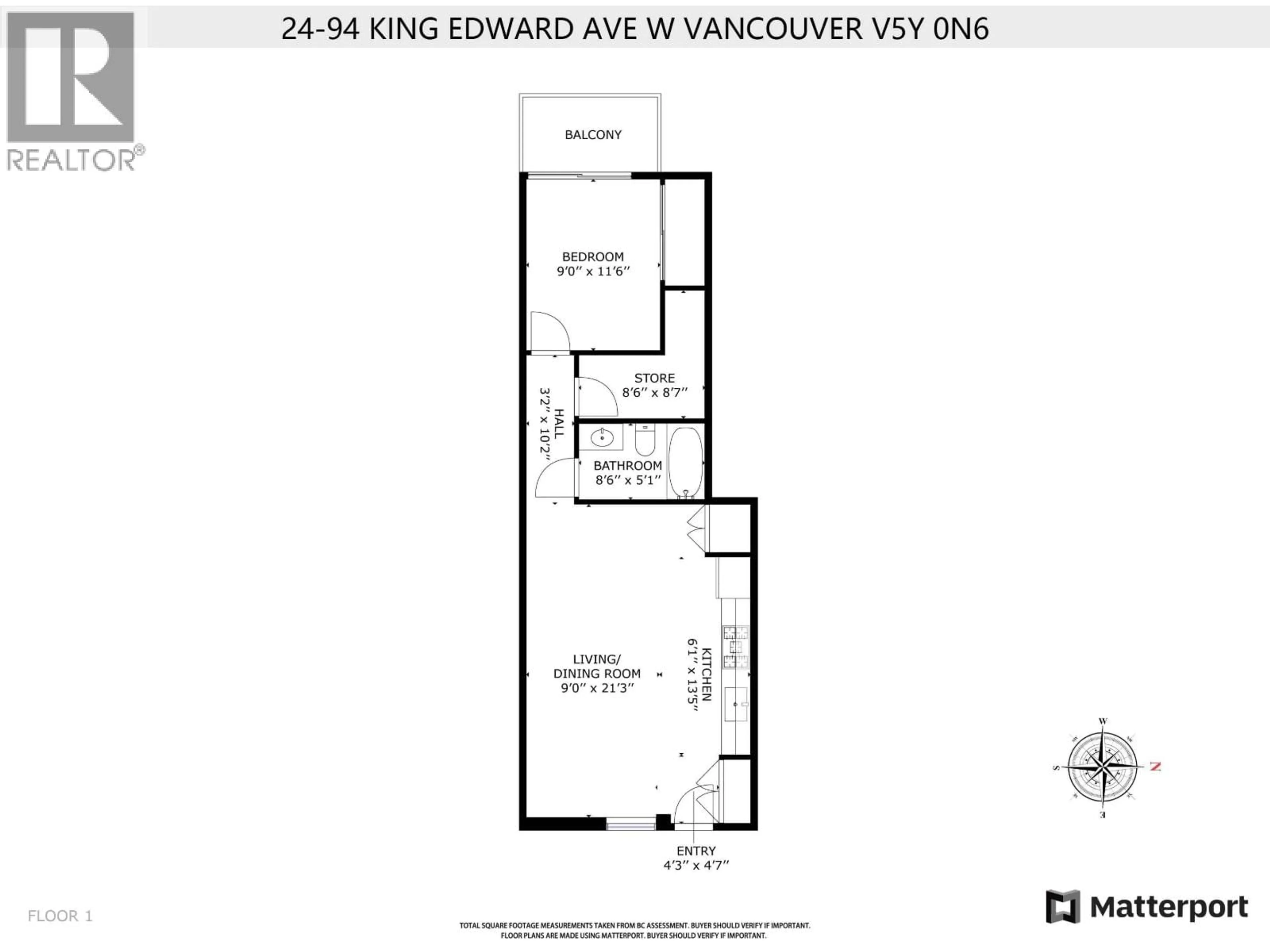Floor plan for 24 - 94 KING EDWARD AVENUE, Vancouver British Columbia V5Y0N6