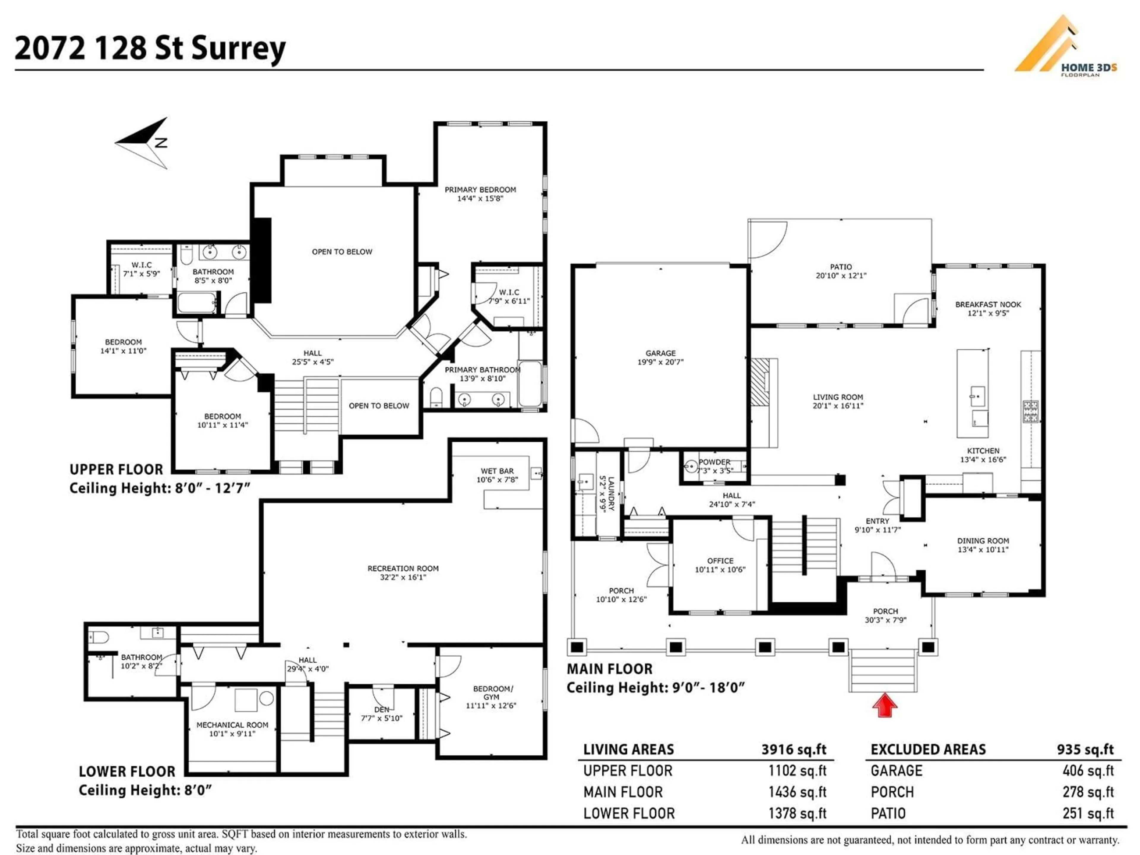 Floor plan for 2072 128, Surrey British Columbia V4A3V6