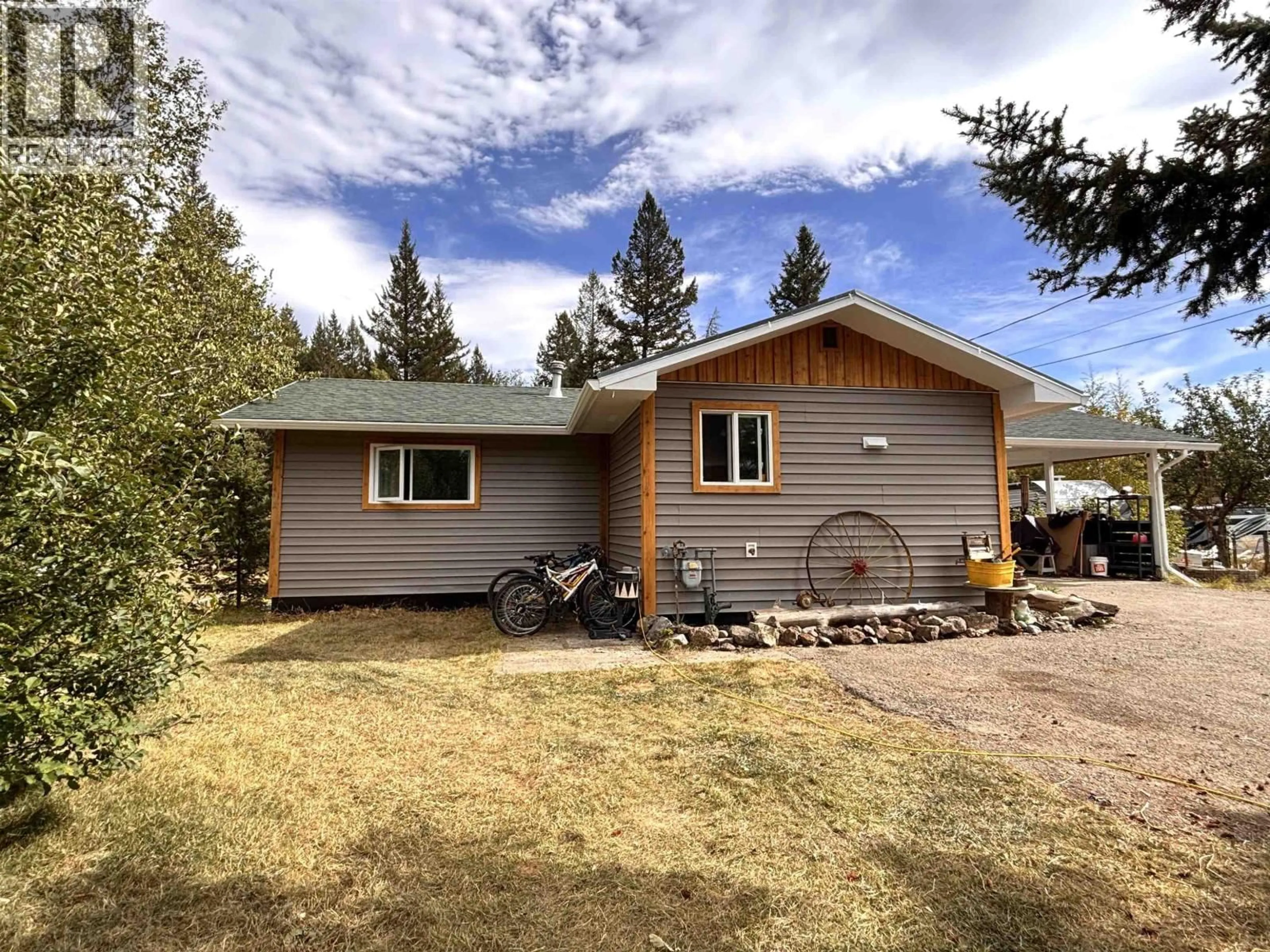 Home with vinyl exterior material, street for 6201 FINN ROAD, 100 Mile House British Columbia V0K2E3