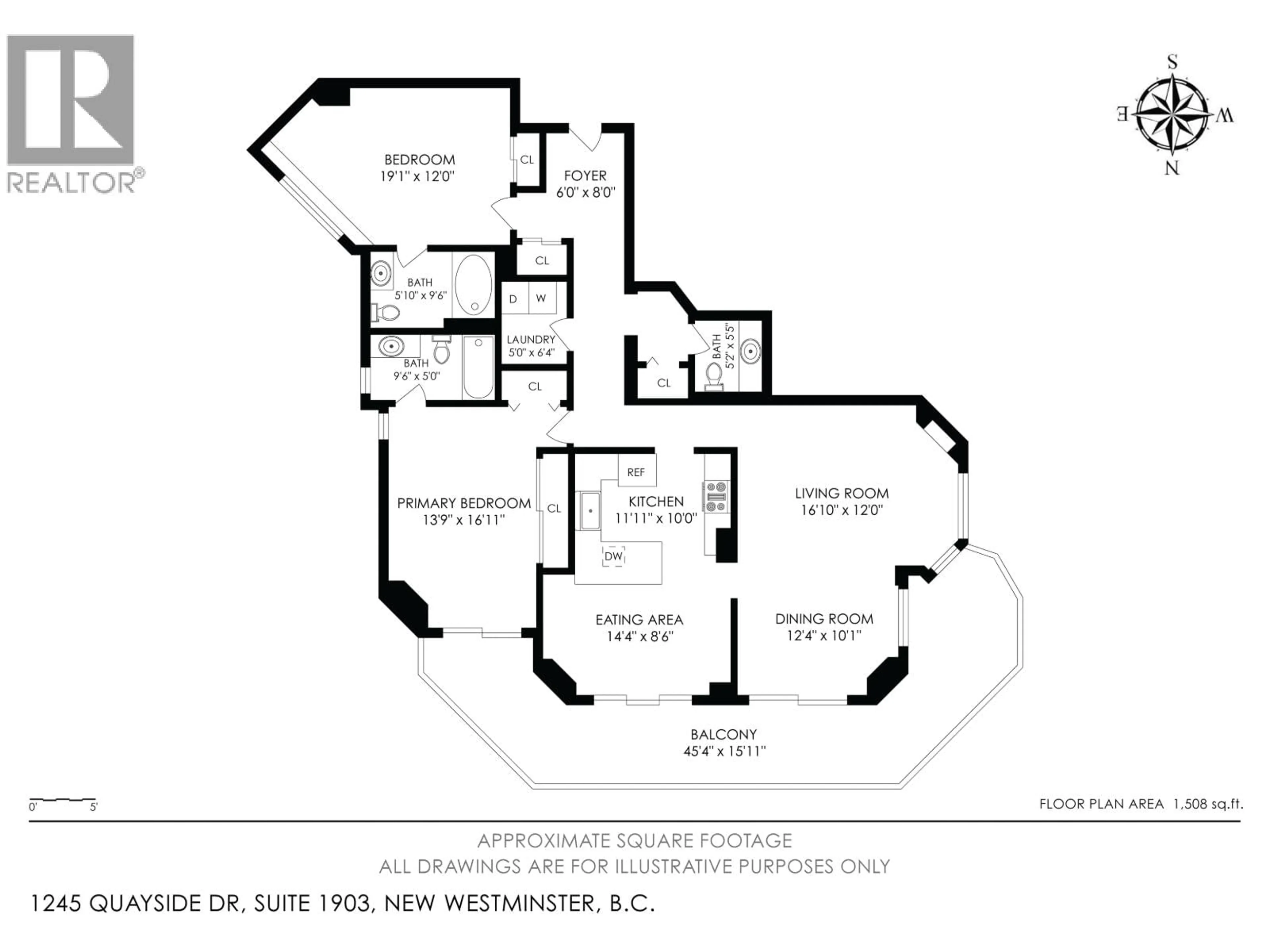 Floor plan for 1903 - 1245 QUAYSIDE DRIVE, New Westminster British Columbia V3M6J6