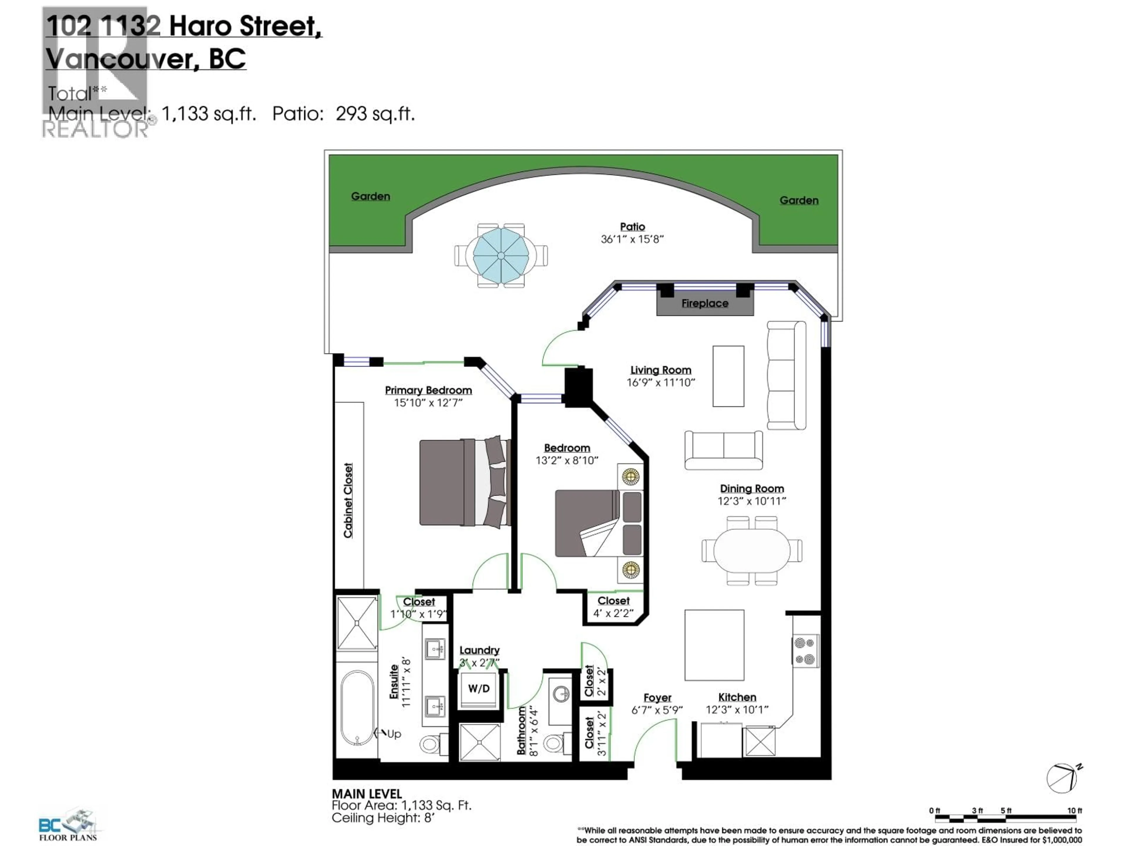 Floor plan for 102 - 1132 HARO STREET, Vancouver British Columbia V6E1C9