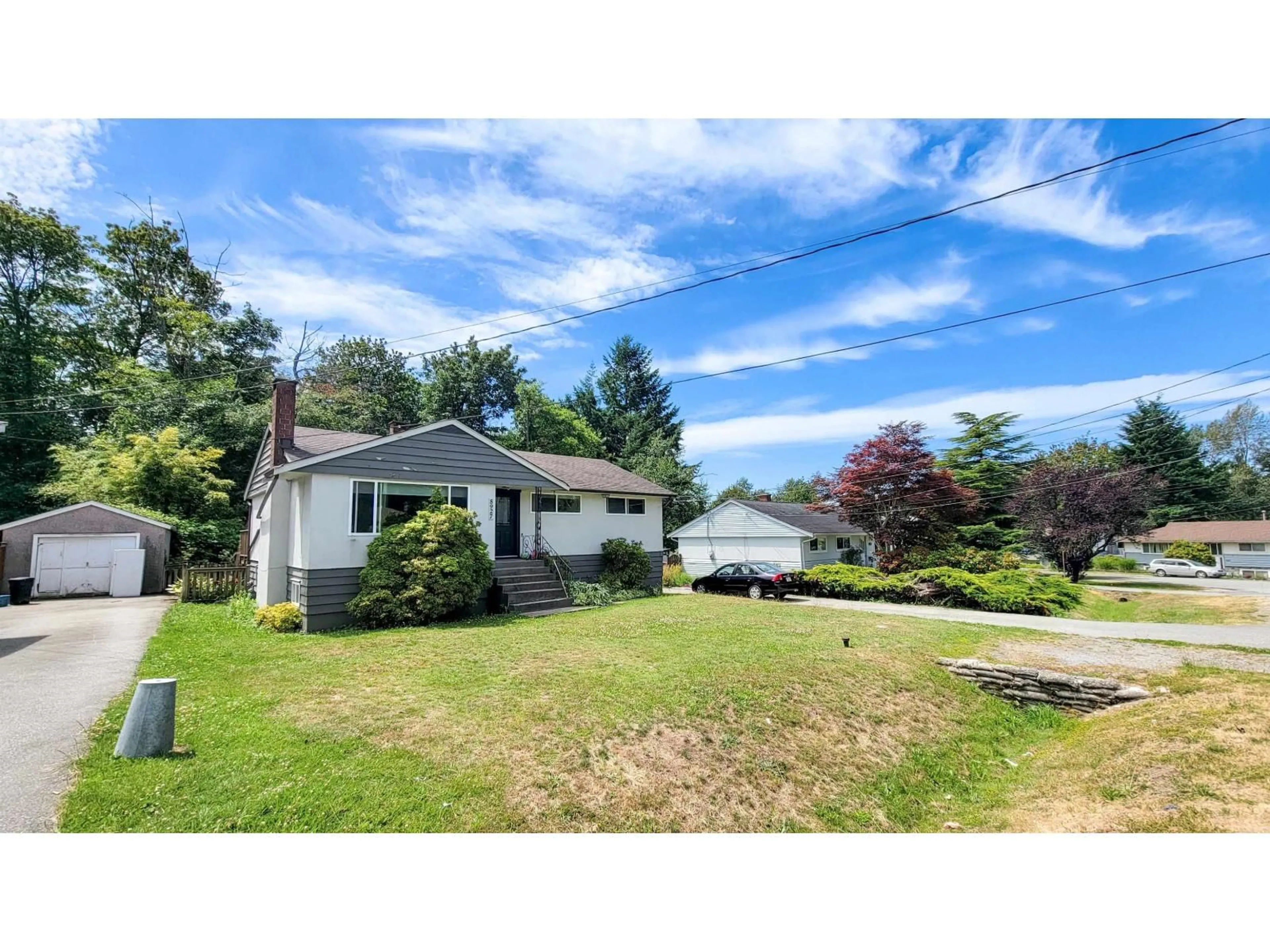 A pic from outside/outdoor area/front of a property/back of a property/a pic from drone, street for 8927 SHEPHERD, Delta British Columbia V4C4J9