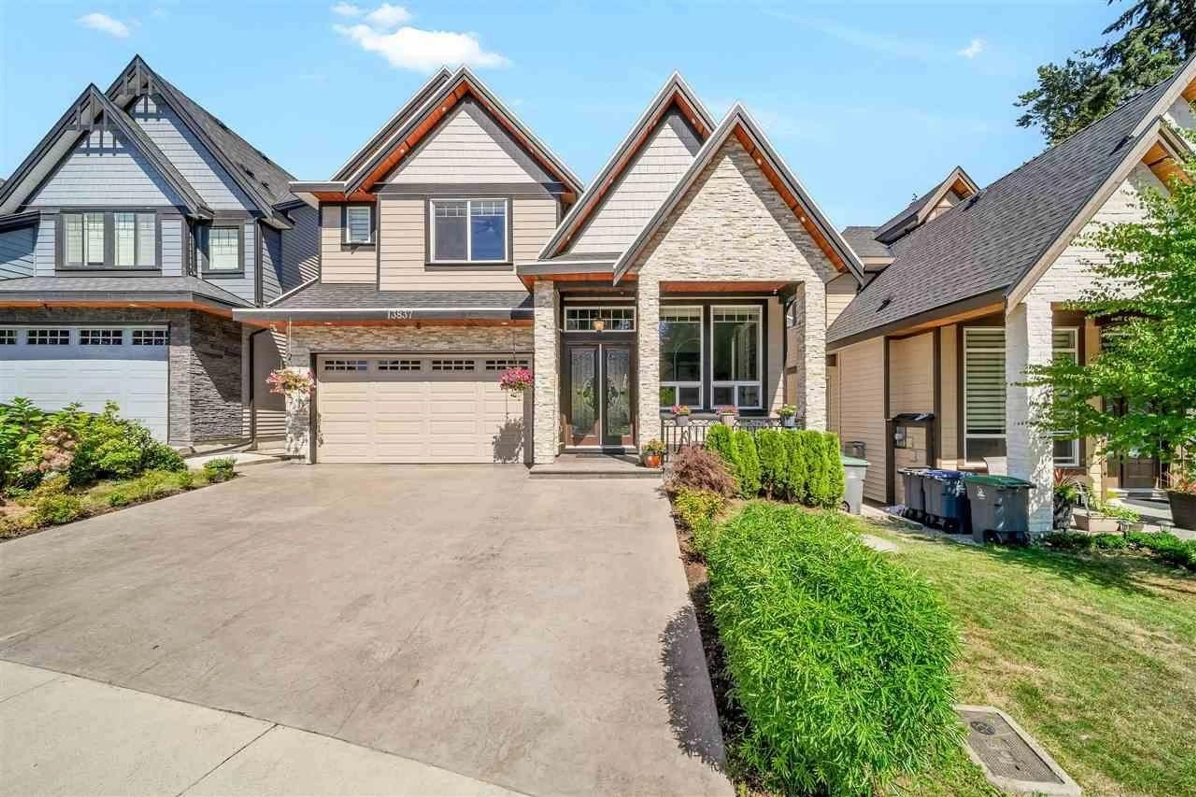 Home with brick exterior material, street for 13837 60A, Surrey British Columbia V3X0H3