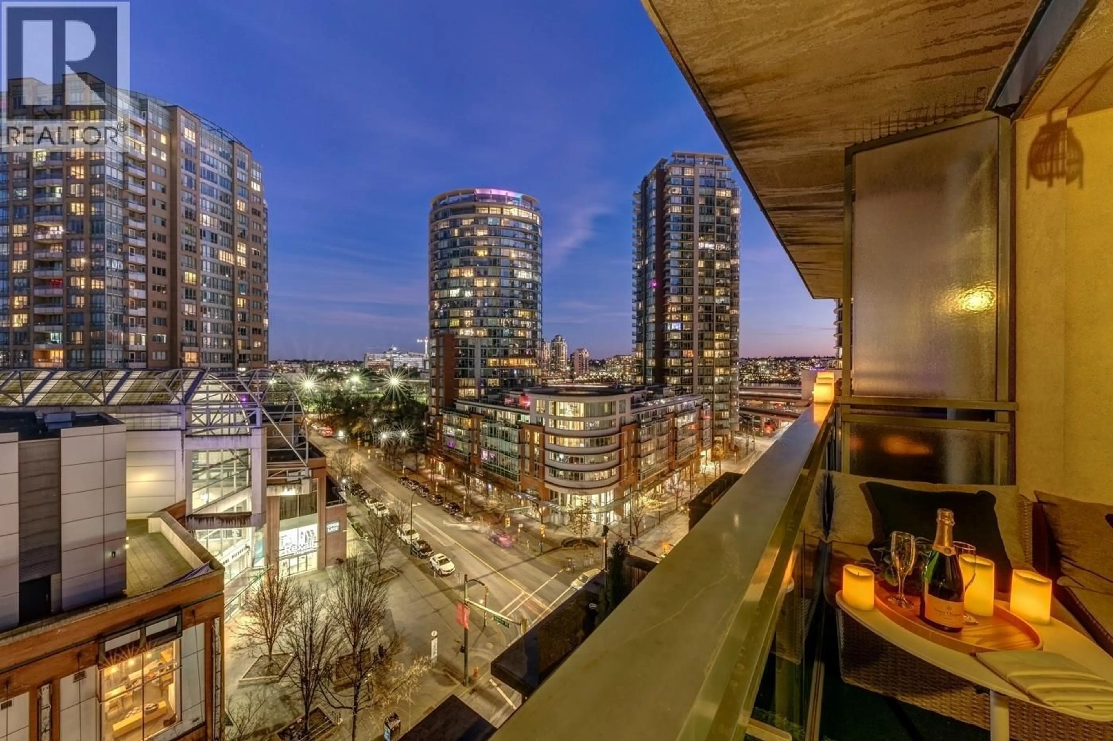 Balcony in the apartment, city buildings view from balcony for 809 - 555 ABBOTT STREET, Vancouver British Columbia V6B6B8