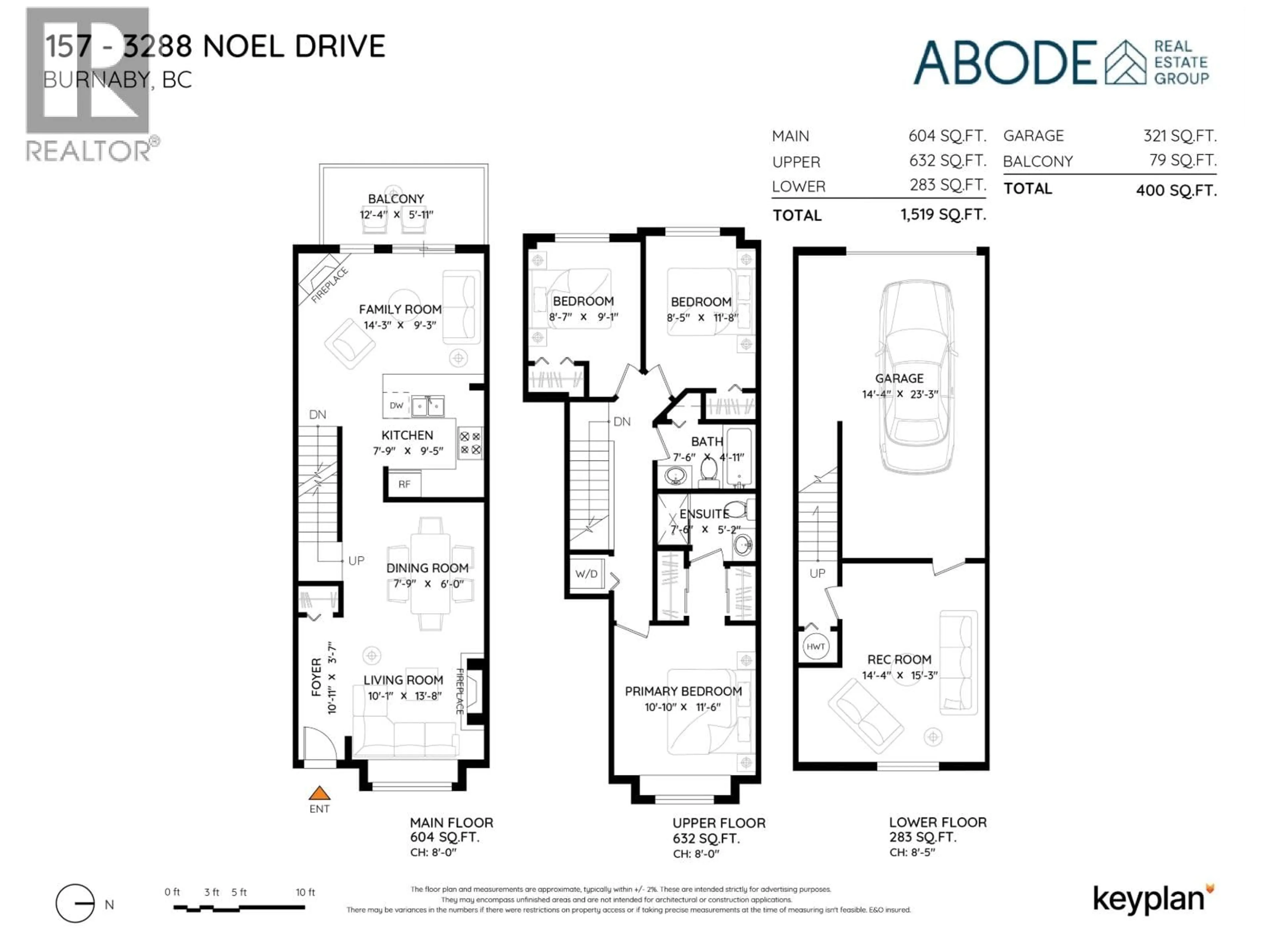 Floor plan for 157 - 3288 NOEL DRIVE, Burnaby British Columbia V3J1J8