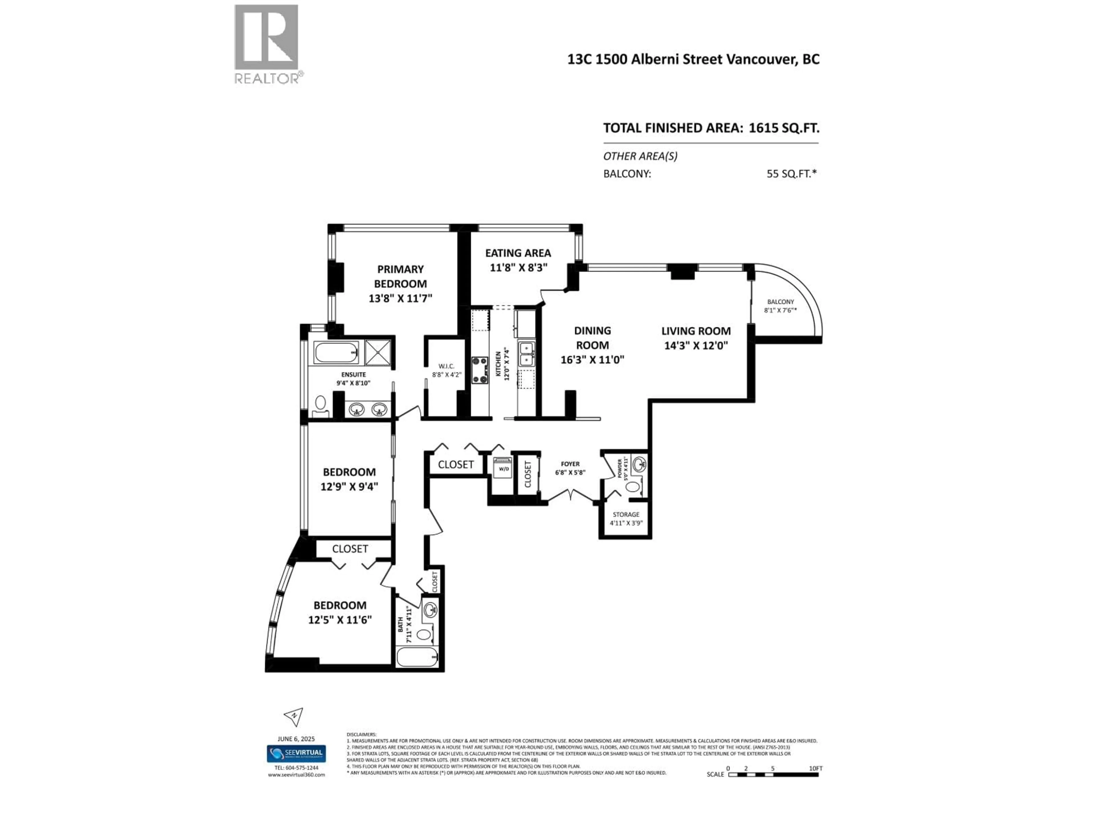 Floor plan for 13C - 1500 ALBERNI STREET, Vancouver British Columbia V6G3C9