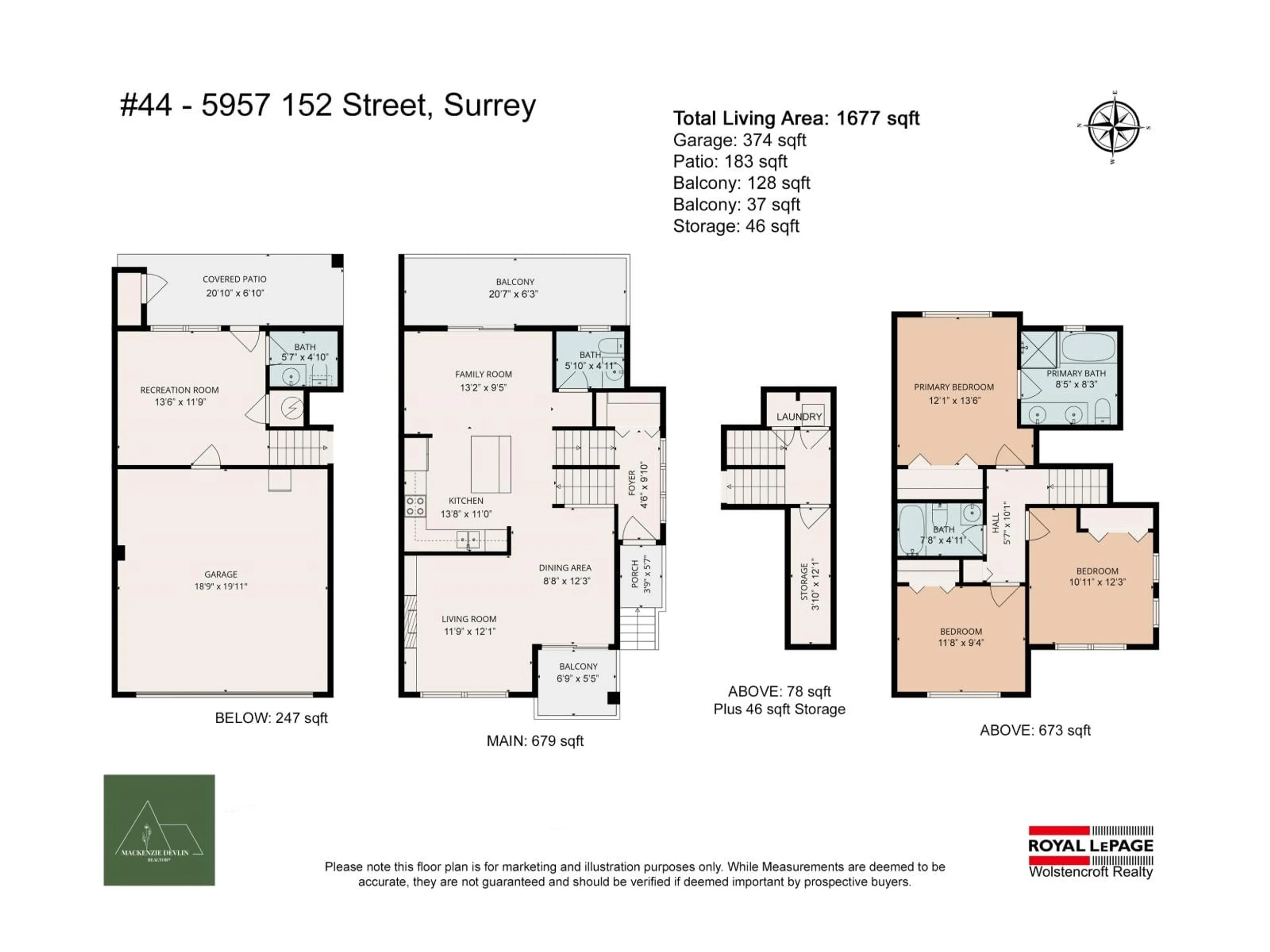 Floor plan for 44 - 5957 152, Surrey British Columbia V3S3K4