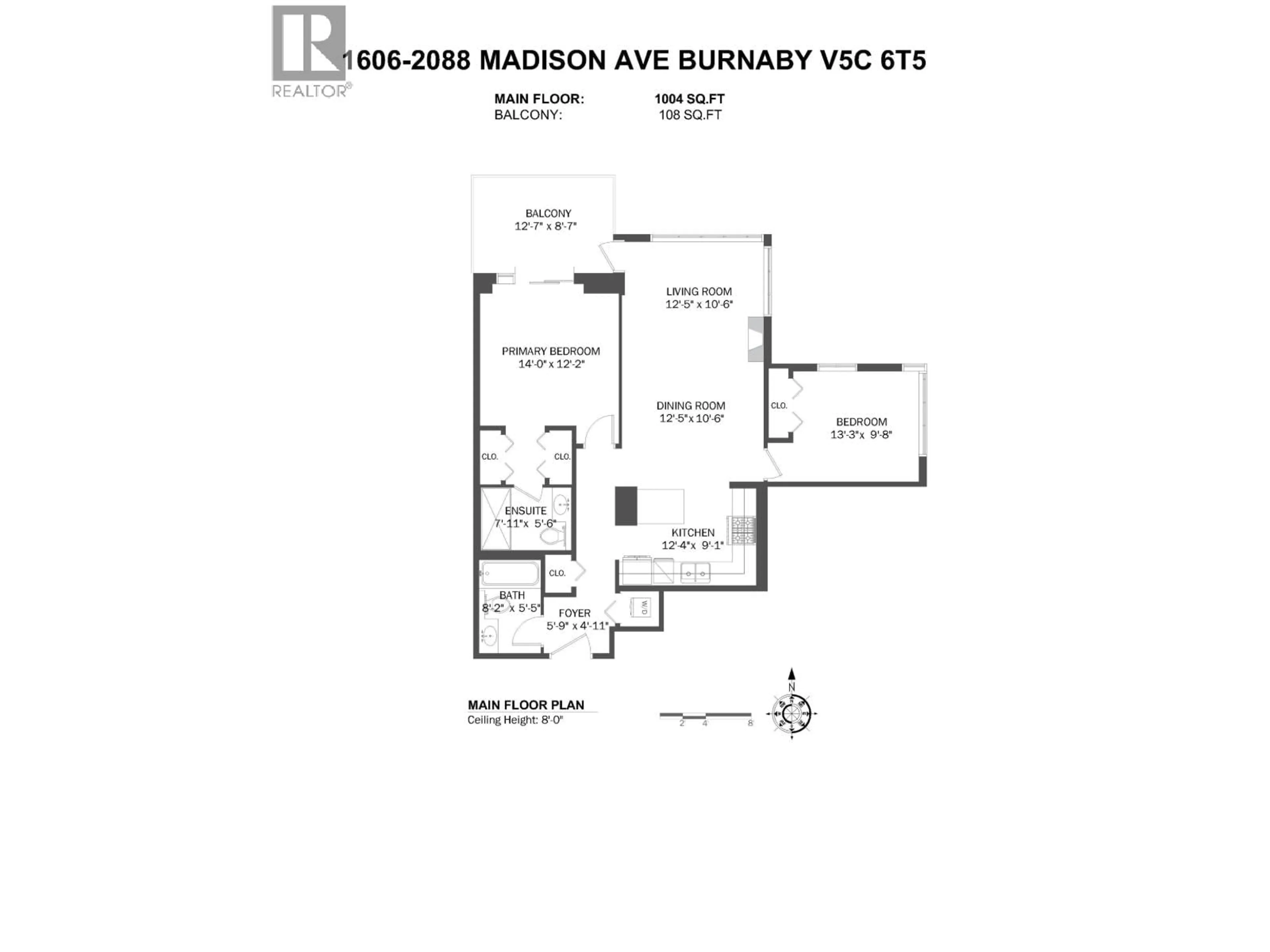 Floor plan for 1606 - 2088 MADISON AVENUE, Burnaby British Columbia V5C6T5