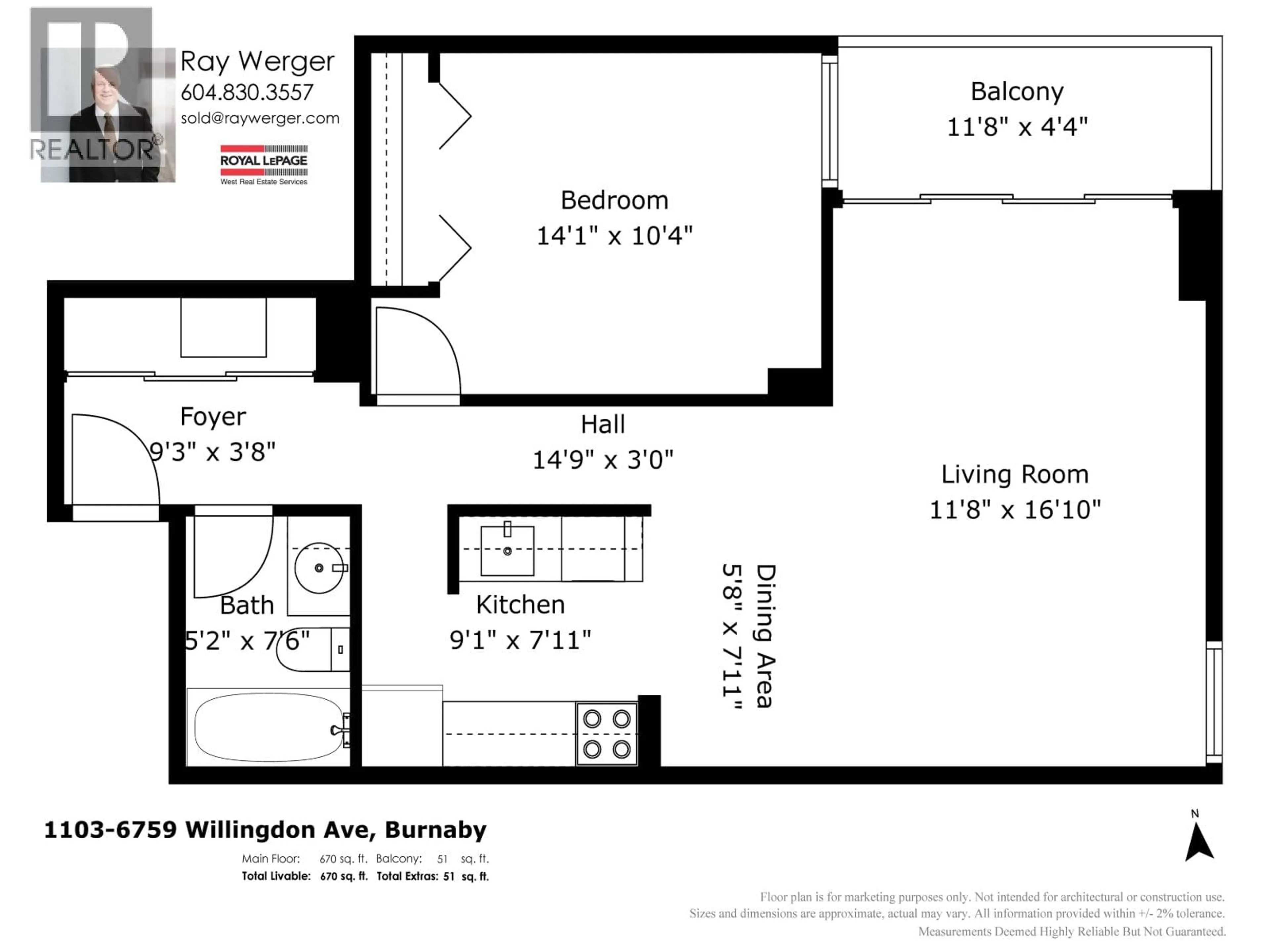 Floor plan for 1103 - 6759 WILLINGDON AVENUE, Burnaby British Columbia V5H3Y9