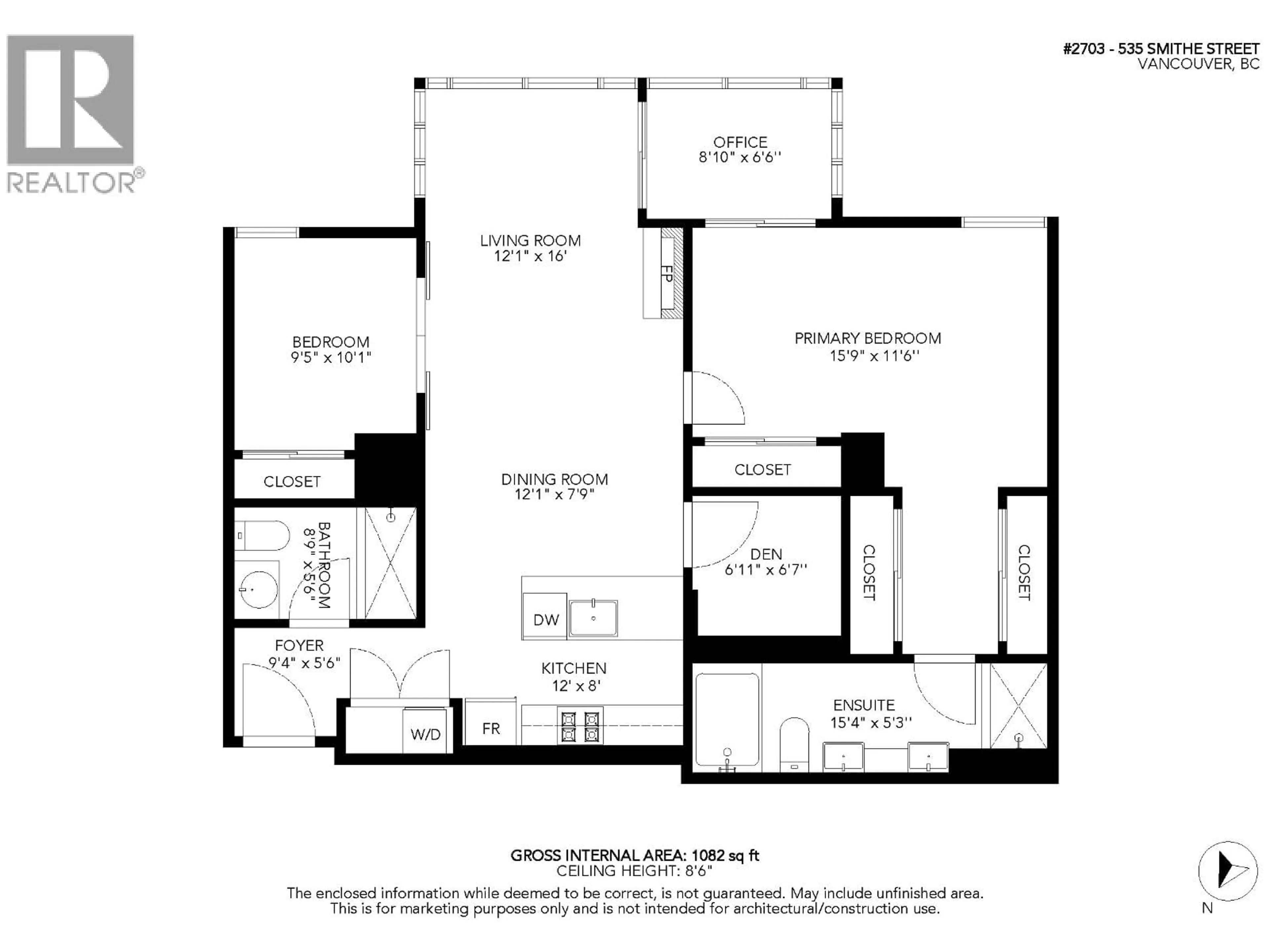 Floor plan for 2703 - 535 SMITHE STREET, Vancouver British Columbia V6B0H2