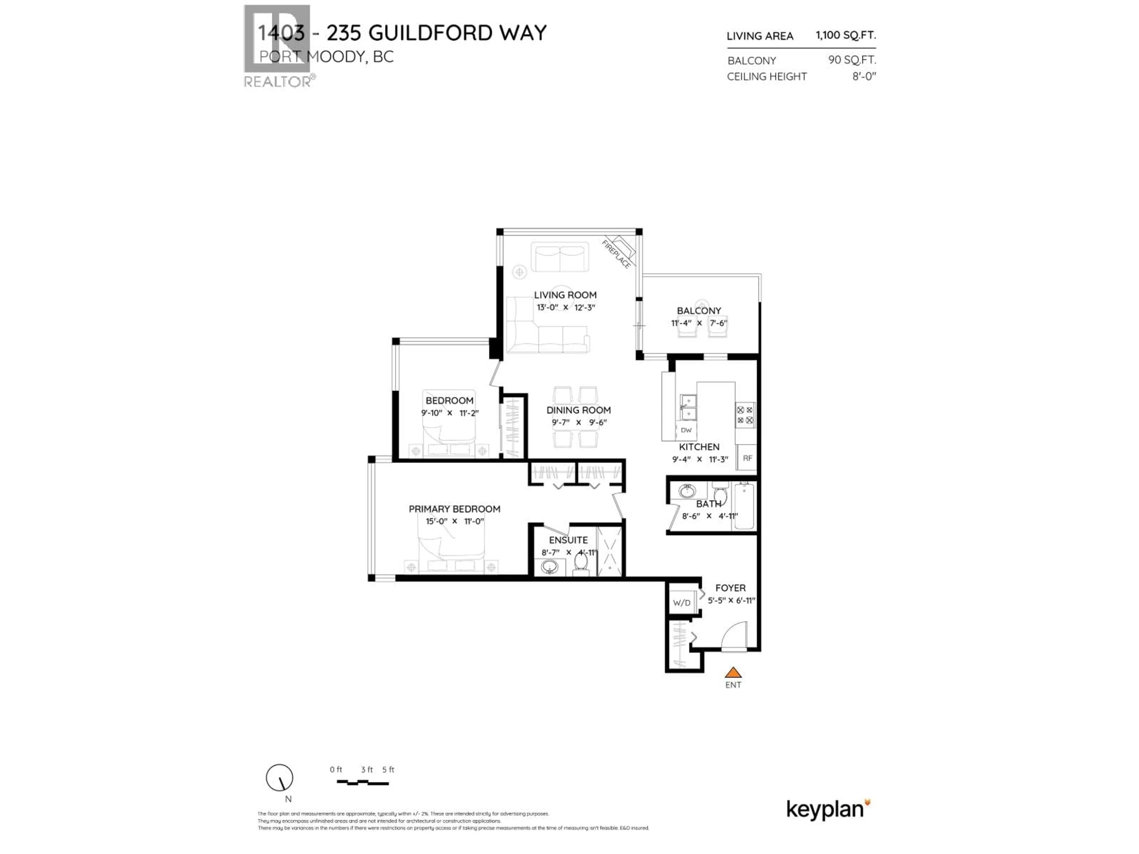 Floor plan for 1403 - 235 GUILDFORD WAY, Port Moody British Columbia V3H5L8