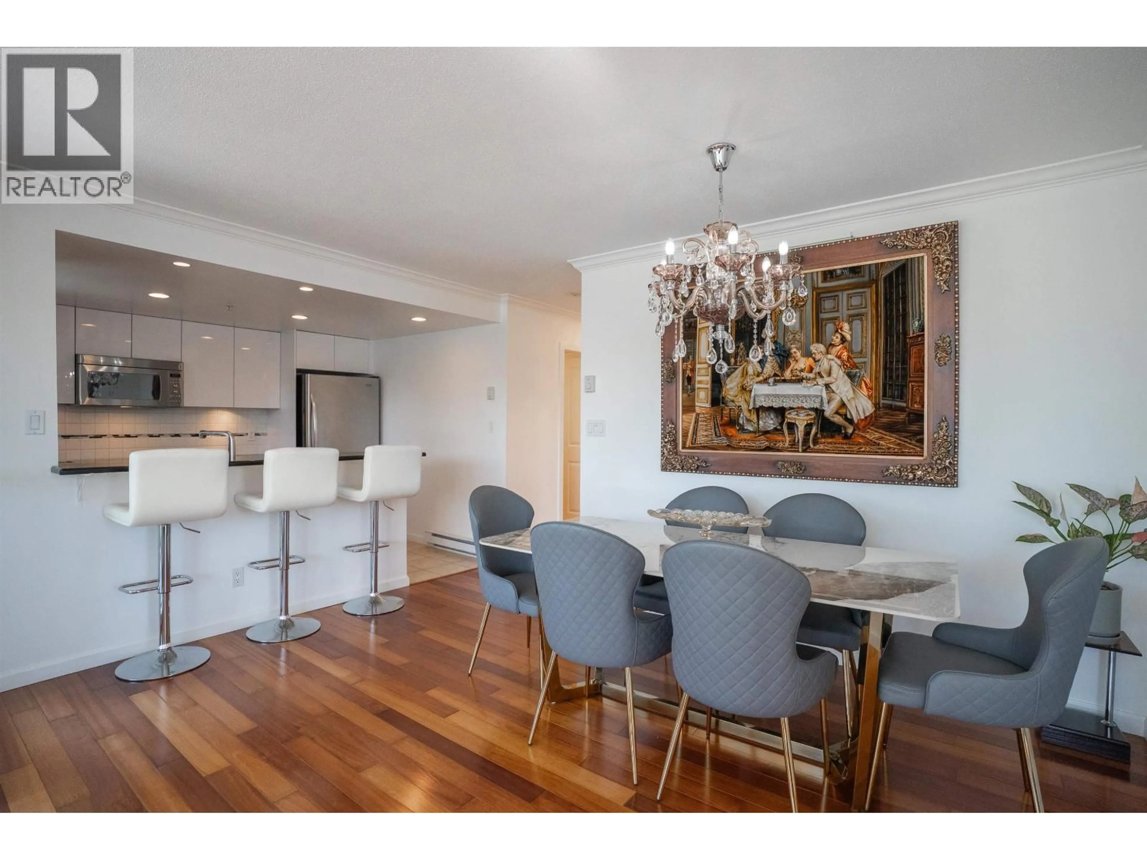 Dining room, wood/laminate floor for 1403 - 235 GUILDFORD WAY, Port Moody British Columbia V3H5L8