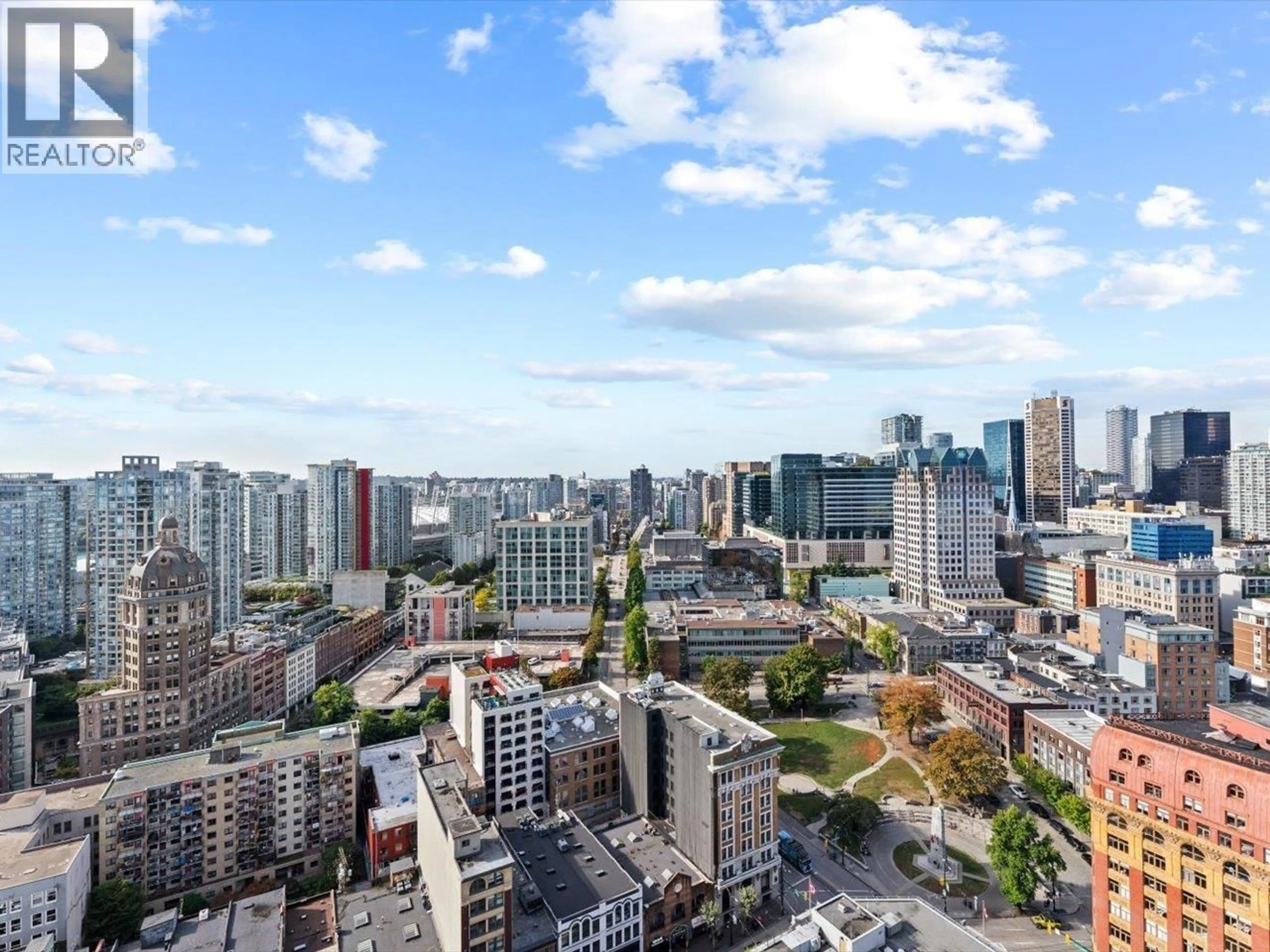 A pic from outside/outdoor area/front of a property/back of a property/a pic from drone, city buildings view from balcony for 3307 - 128 CORDOVA STREET, Vancouver British Columbia V6B0E6