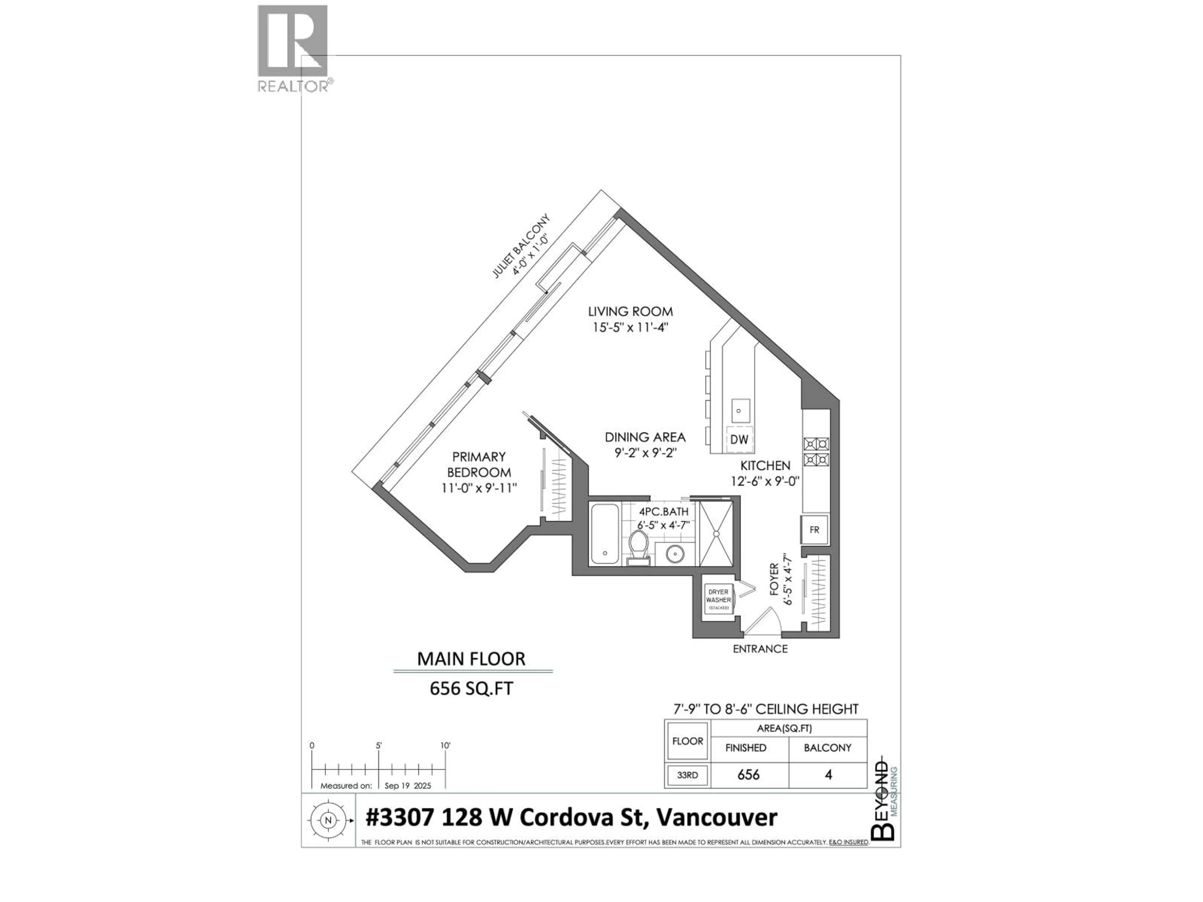 Floor plan for 3307 - 128 CORDOVA STREET, Vancouver British Columbia V6B0E6