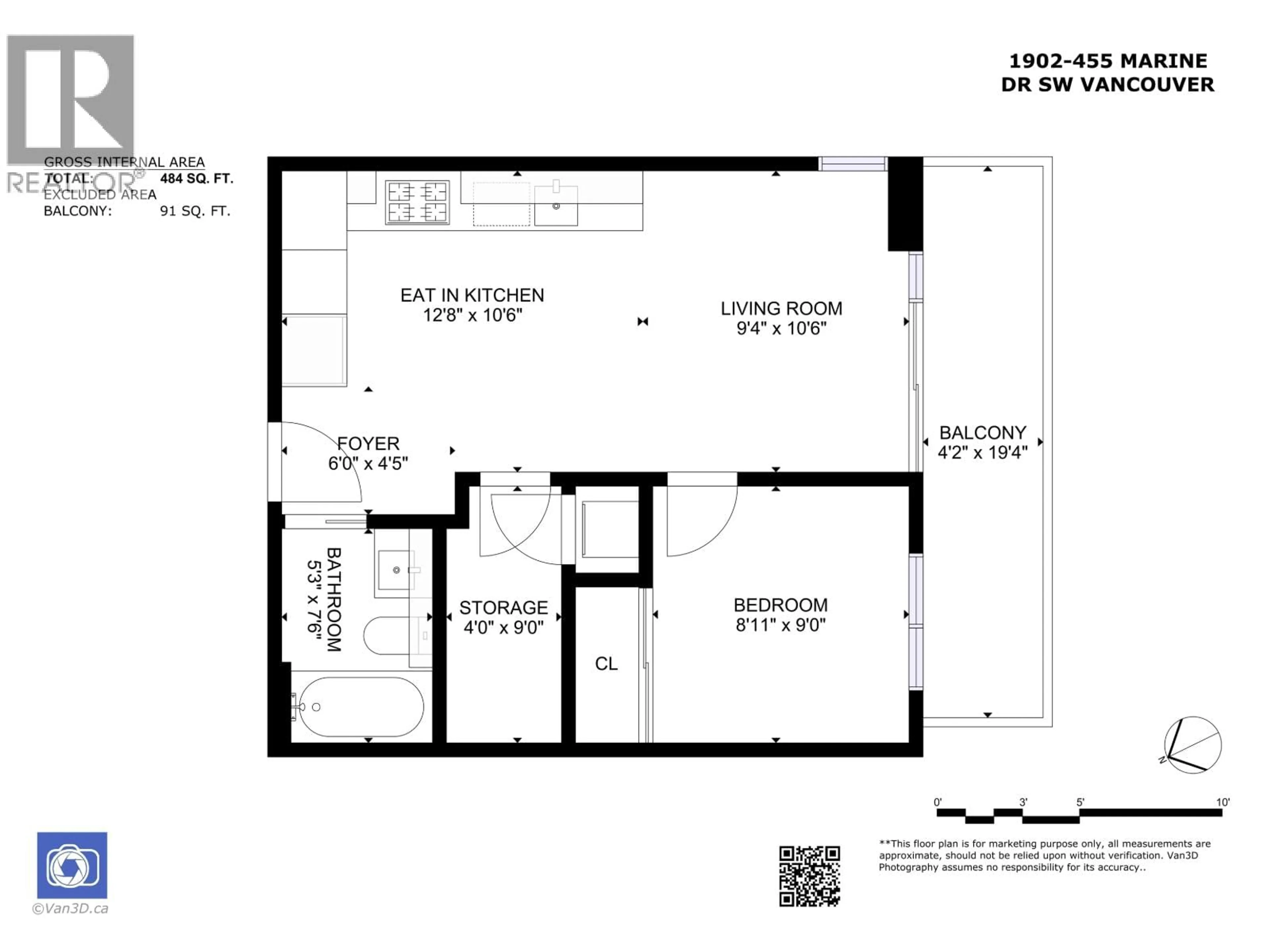 Floor plan for 1902 - 455 MARINE DRIVE, Vancouver British Columbia V5X0H3