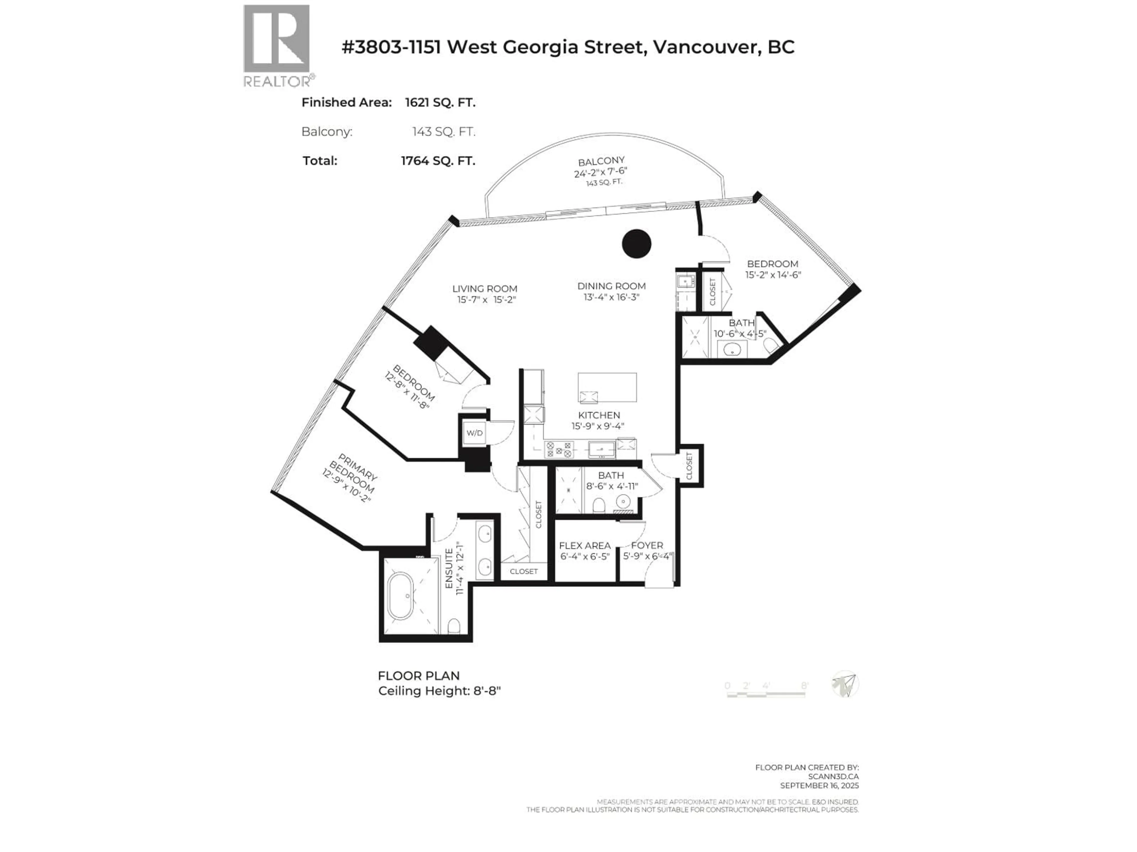 Floor plan for 3803 - 1151 GEORGIA STREET, Vancouver British Columbia V6E0B3