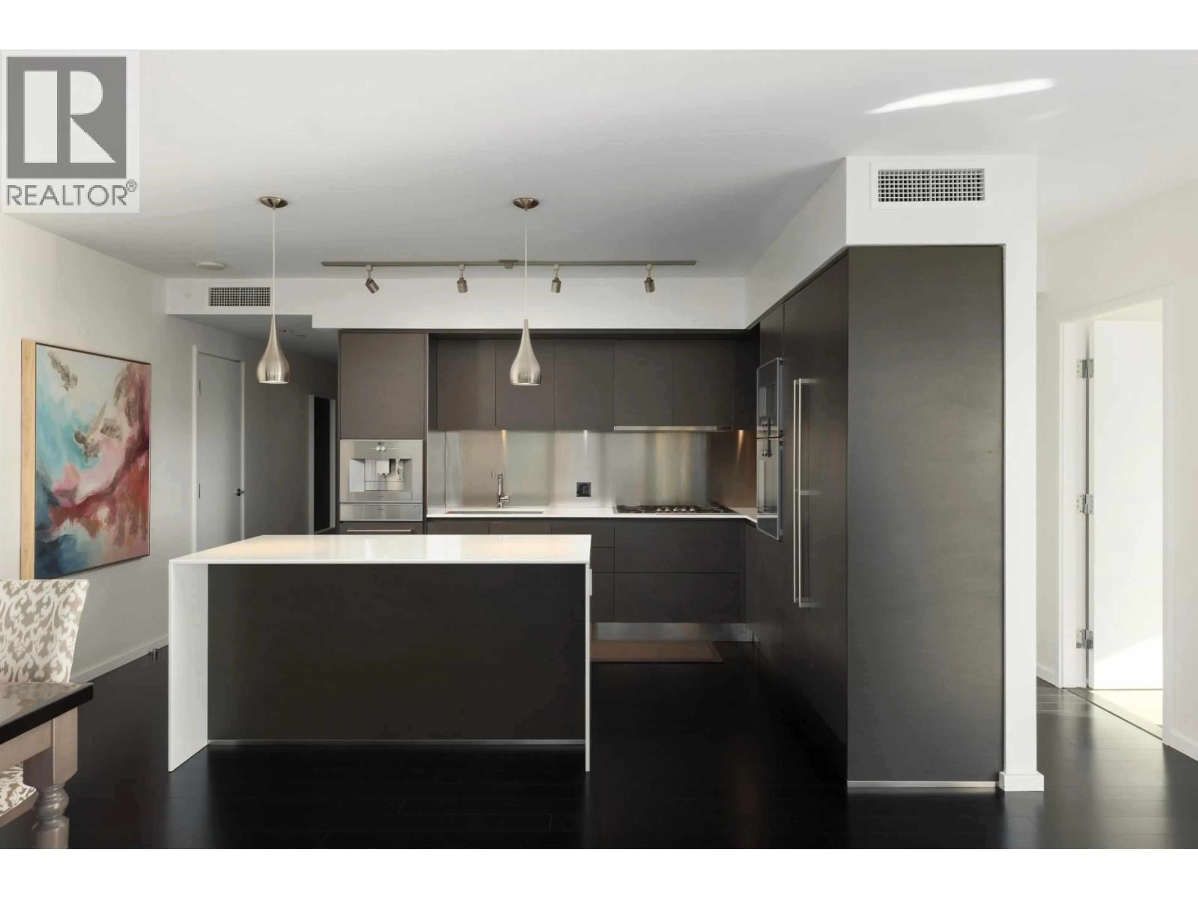 Contemporary kitchen, wood/laminate floor for 3803 - 1151 GEORGIA STREET, Vancouver British Columbia V6E0B3
