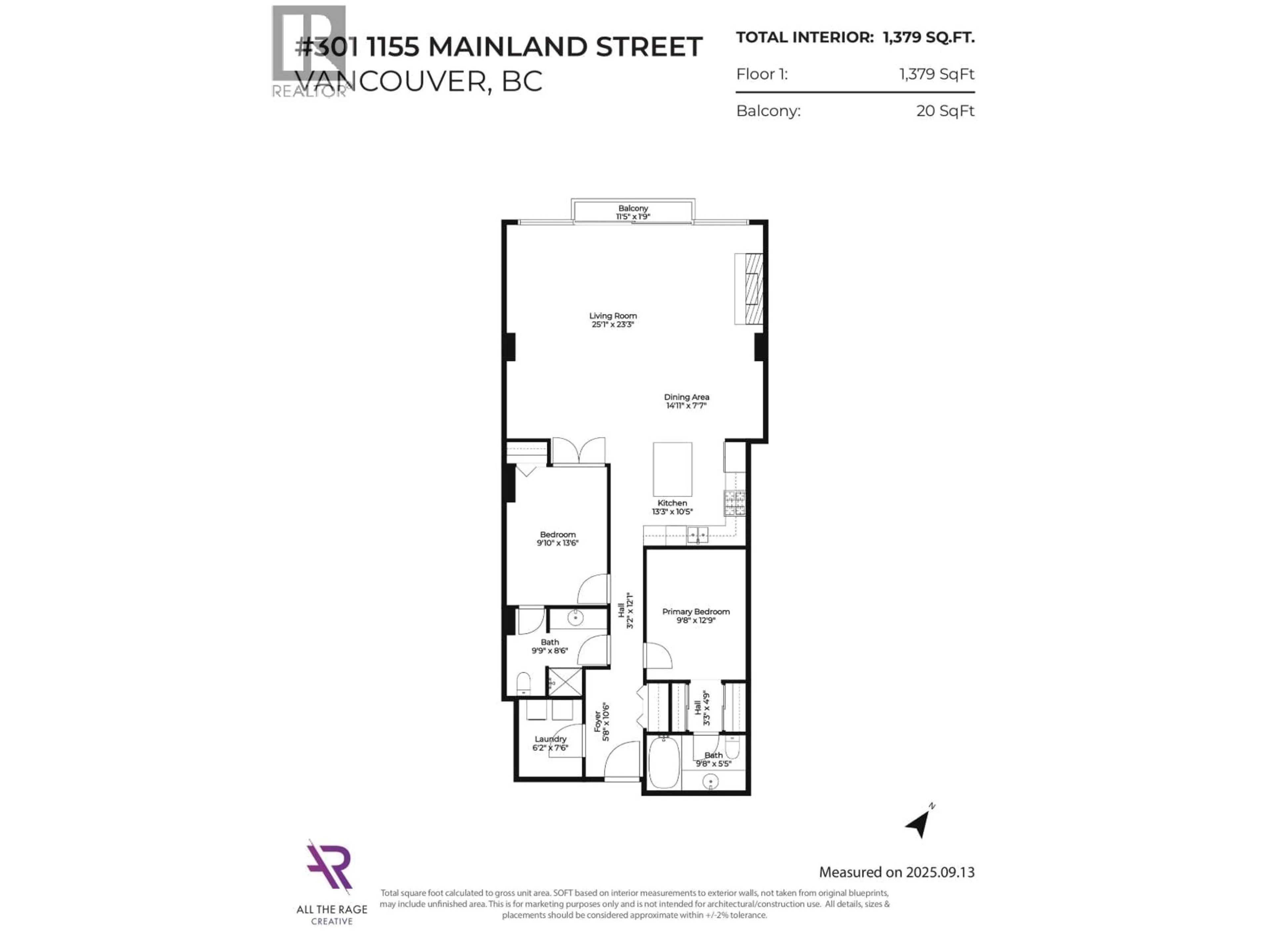 Floor plan for 301 - 1155 MAINLAND STREET, Vancouver British Columbia V6B5P2