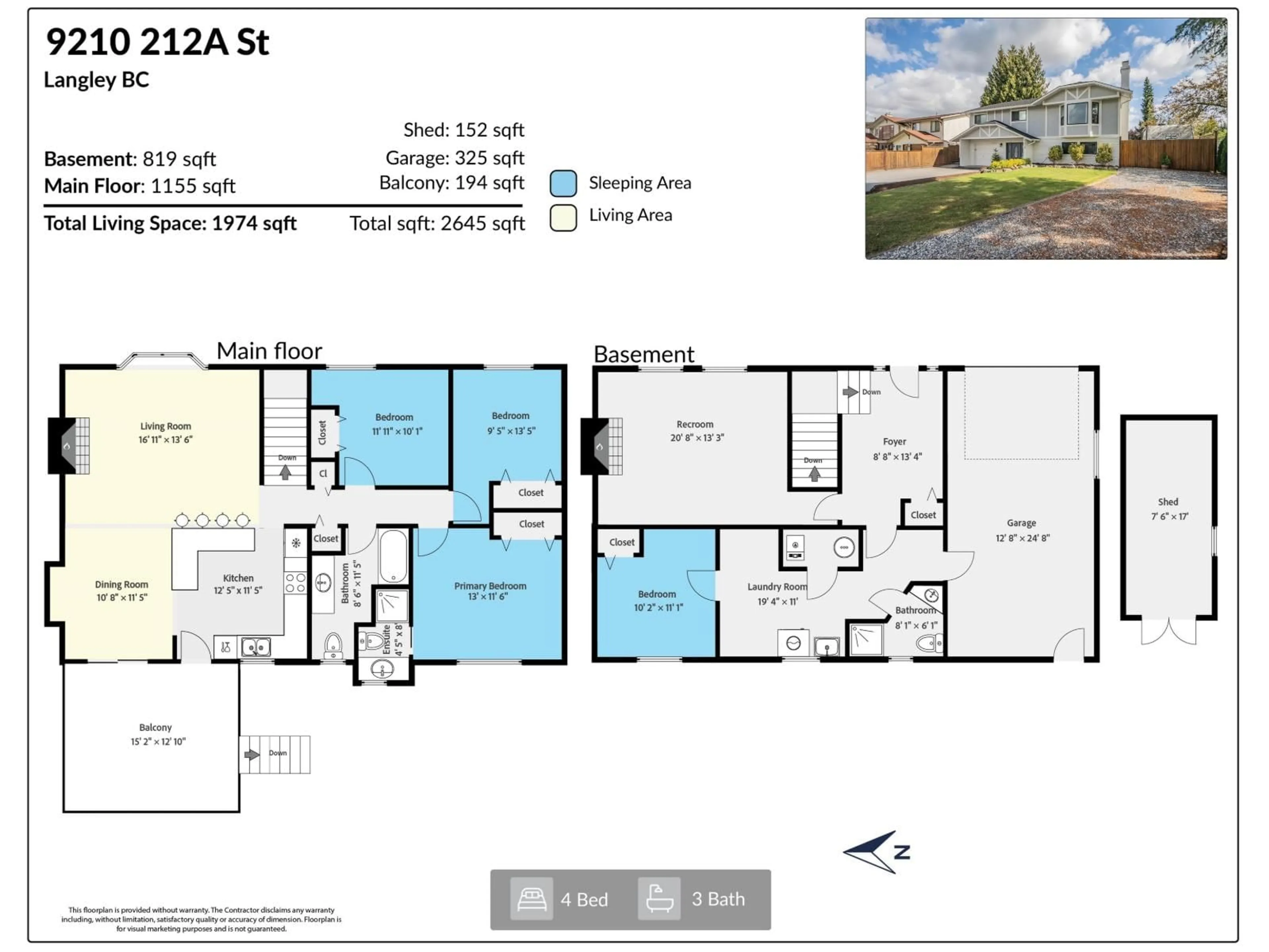 Floor plan for 9210 212A, Langley British Columbia V1M2B9
