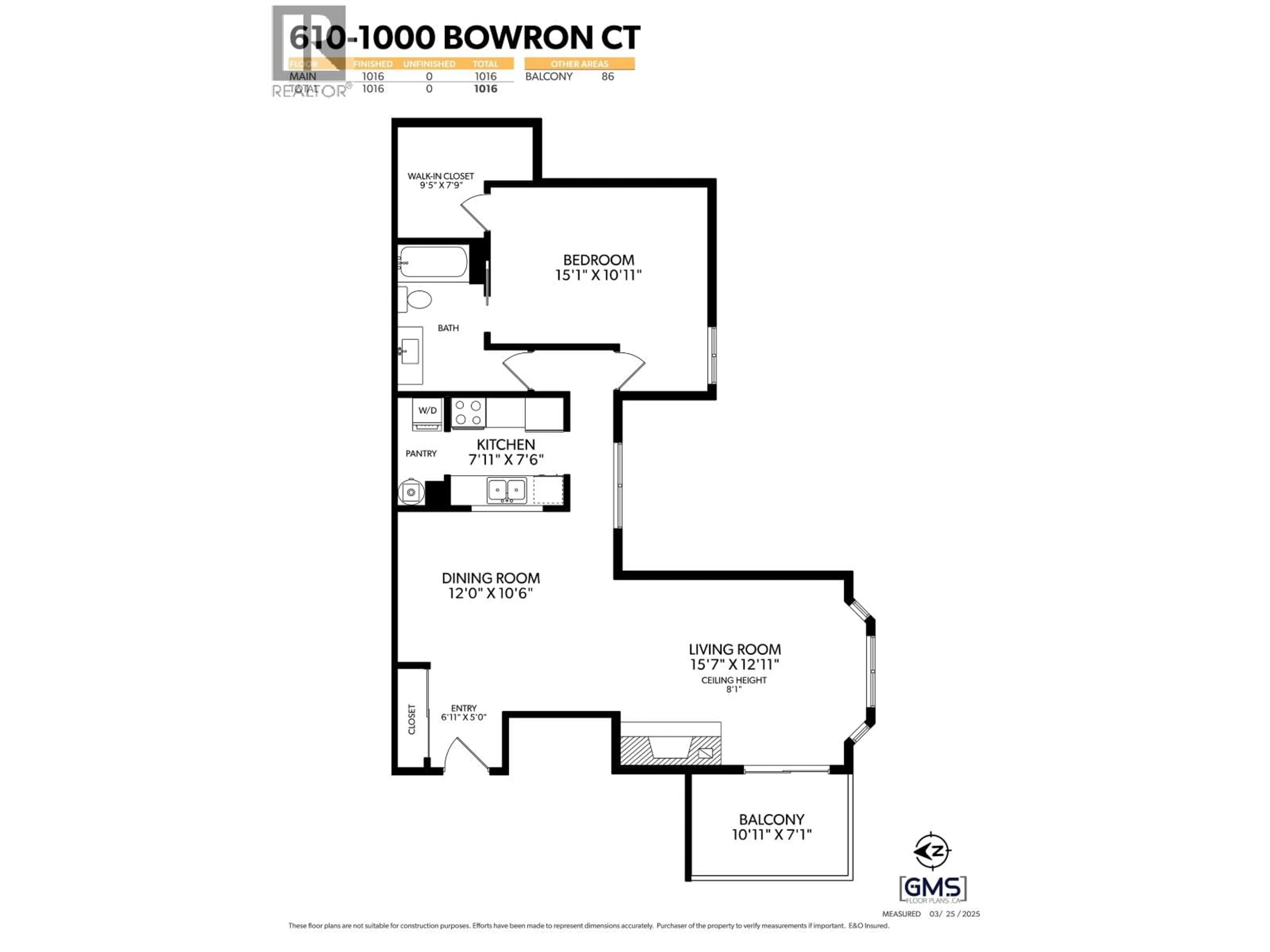 Floor plan for 610 - 1000 BOWRON COURT, North Vancouver British Columbia V7H2W1