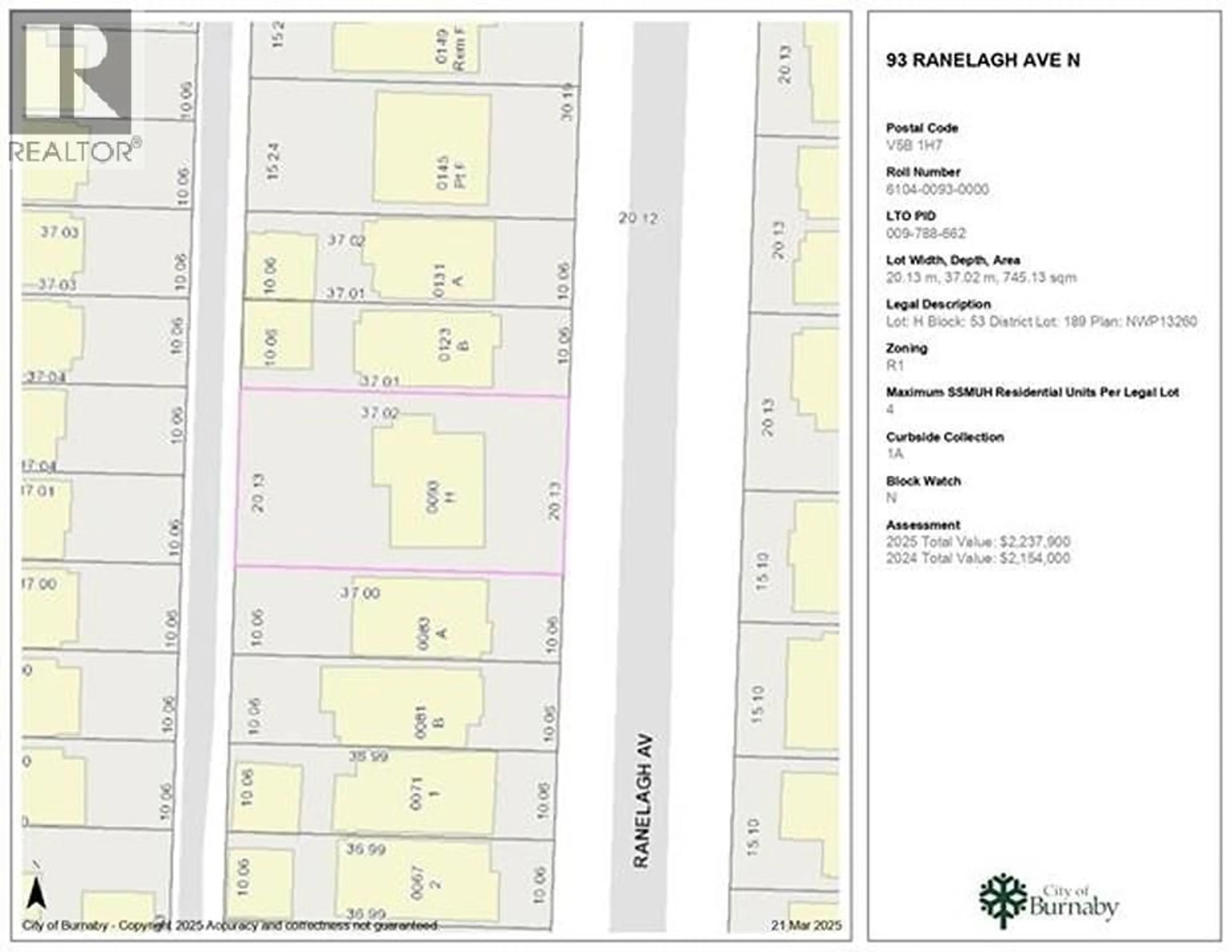 Floor plan for 93 RANELAGH AVENUE, Burnaby British Columbia V5B1H7