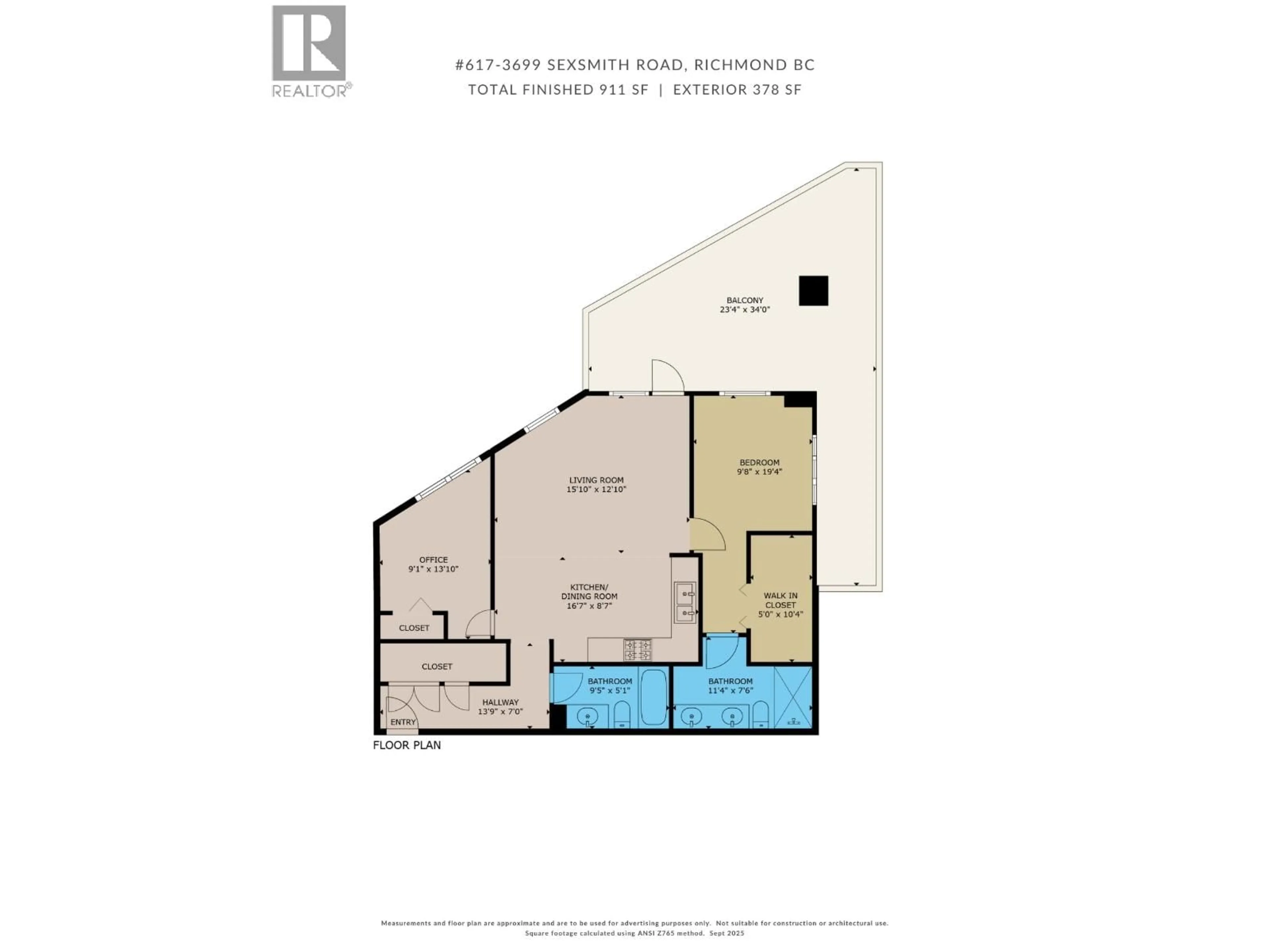 Floor plan for 617 - 3699 SEXSMITH ROAD, Richmond British Columbia V6X0W4