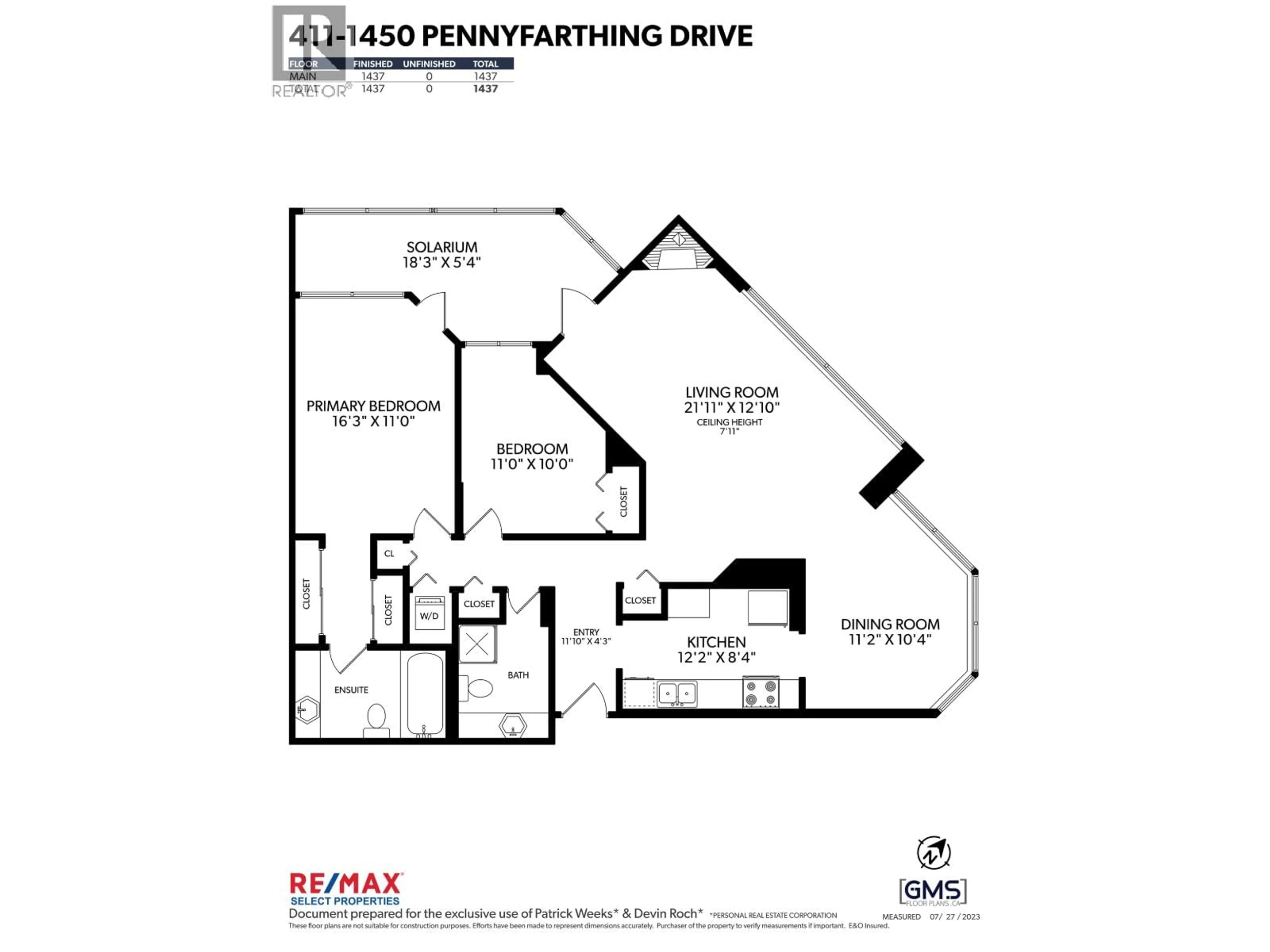 Floor plan for 411 - 1450 PENNYFARTHING DRIVE, Vancouver British Columbia V6J4X8