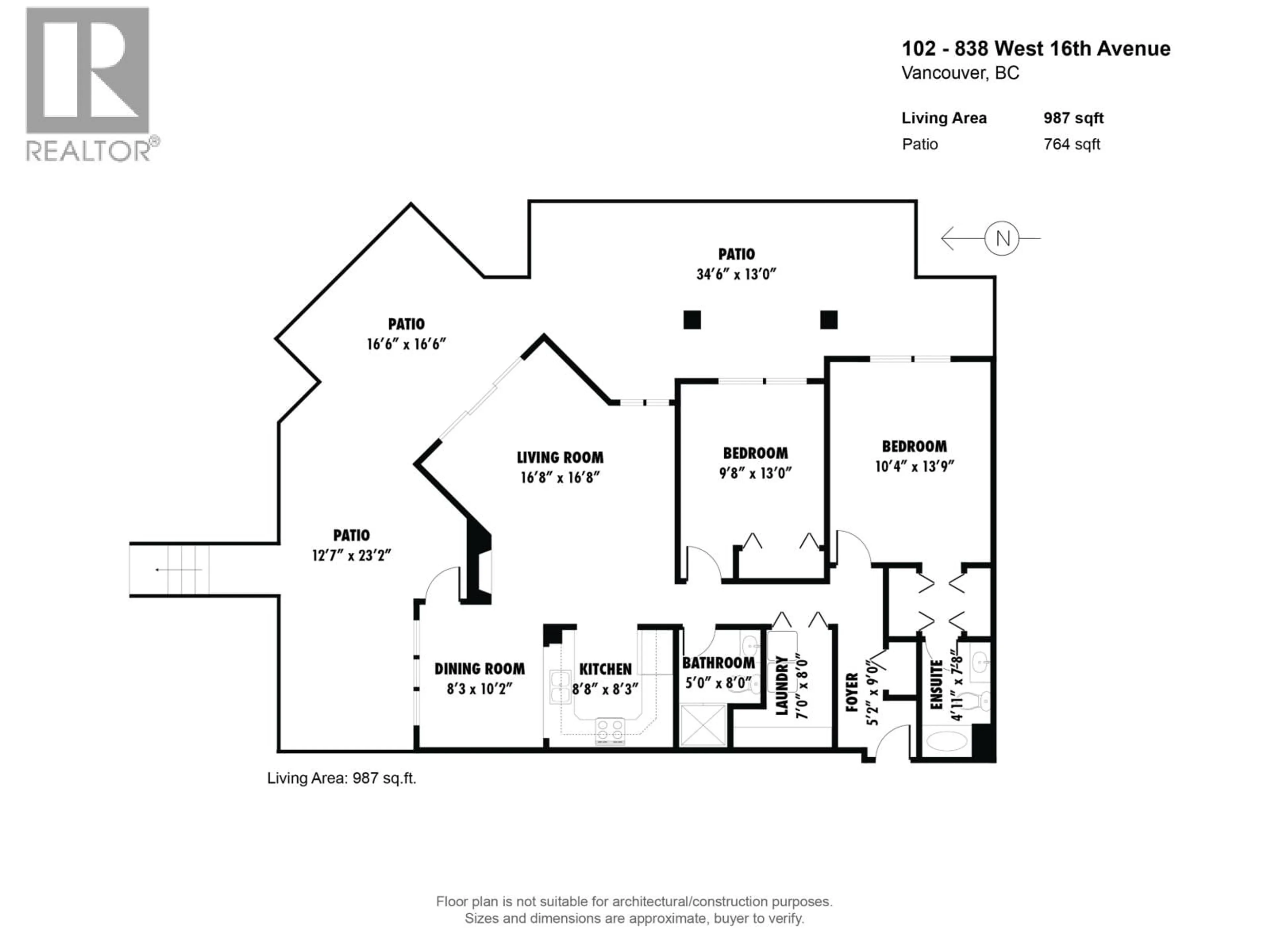 Floor plan for 102 - 838 16TH AVENUE, Vancouver British Columbia V5Z1T1