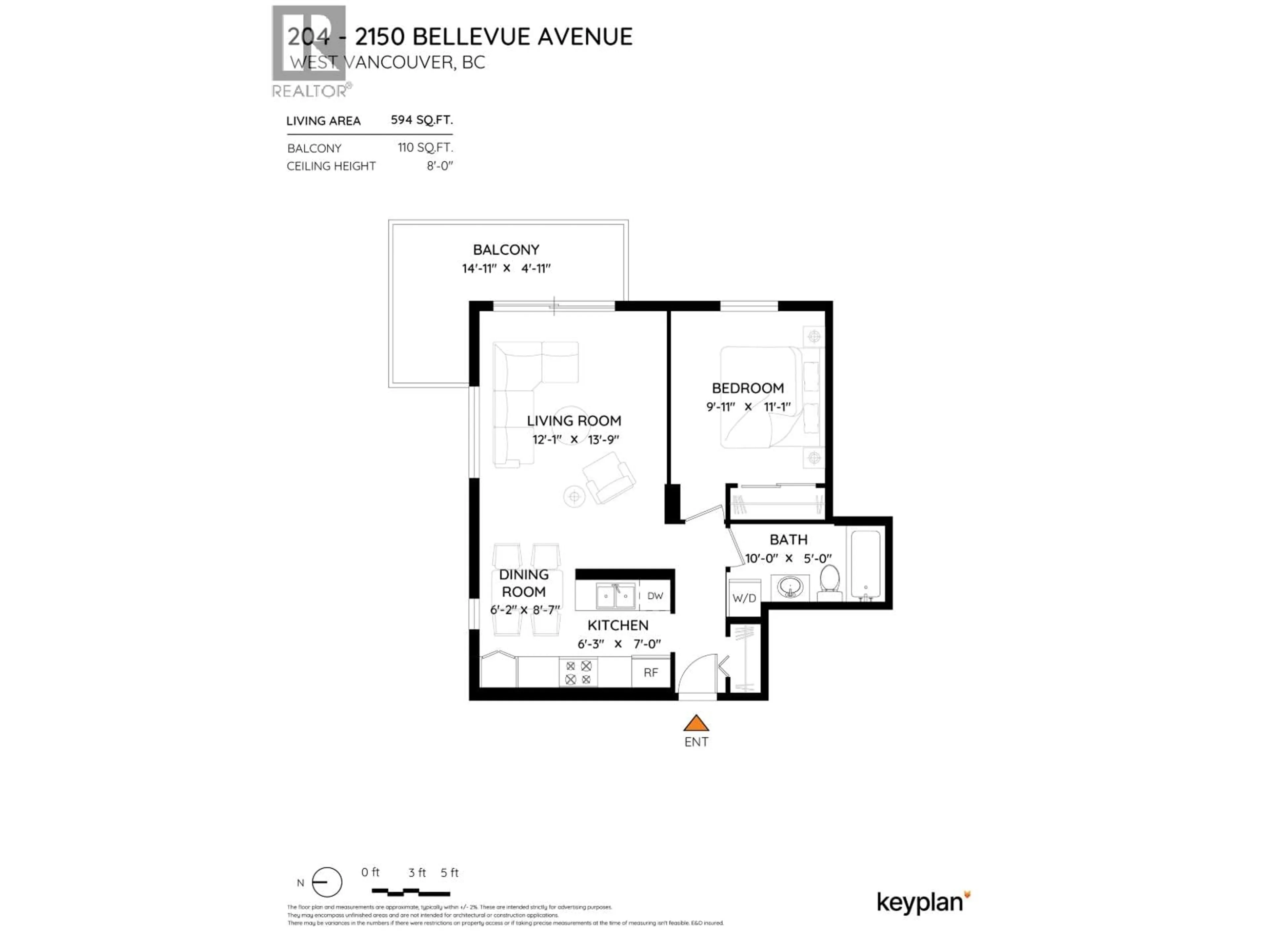 Floor plan for 204 - 2150 BELLEVUE AVENUE, West Vancouver British Columbia V7V1C3