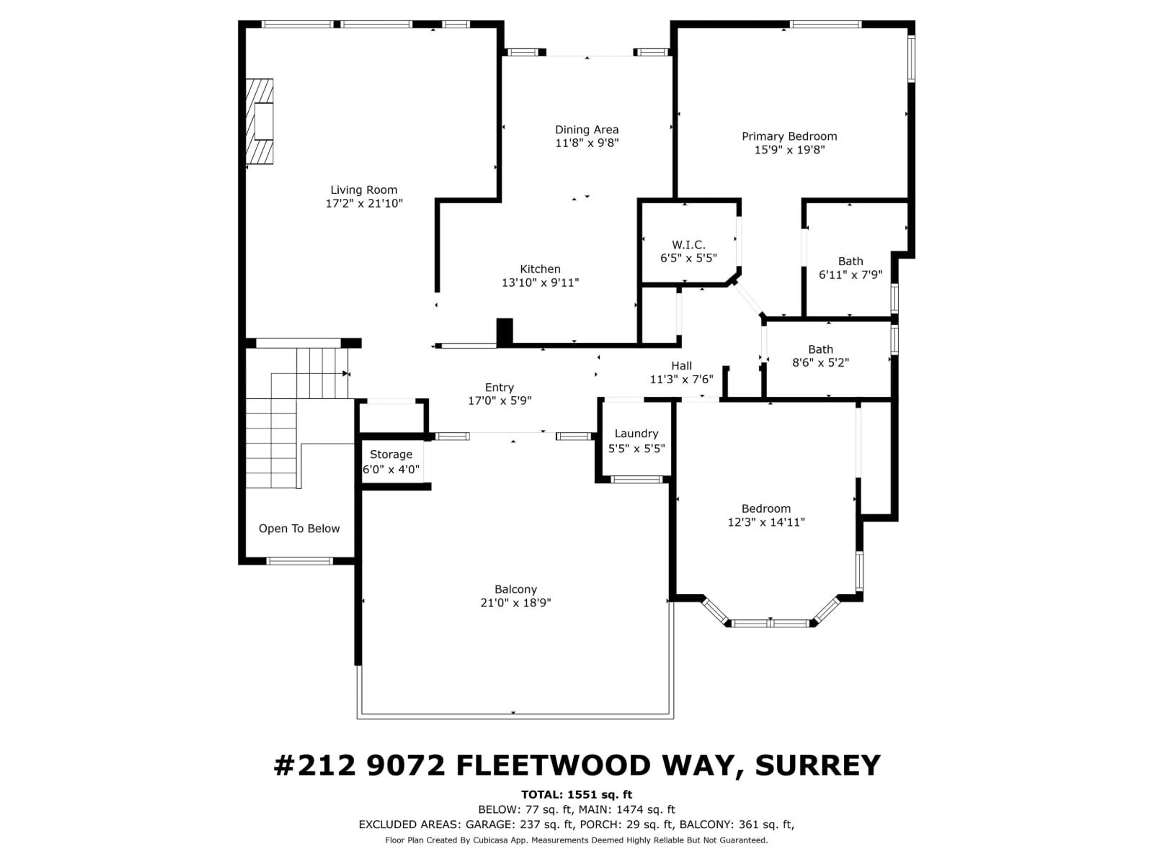 Floor plan for 212 - 9072 FLEETWOOD, Surrey British Columbia V3R0M6