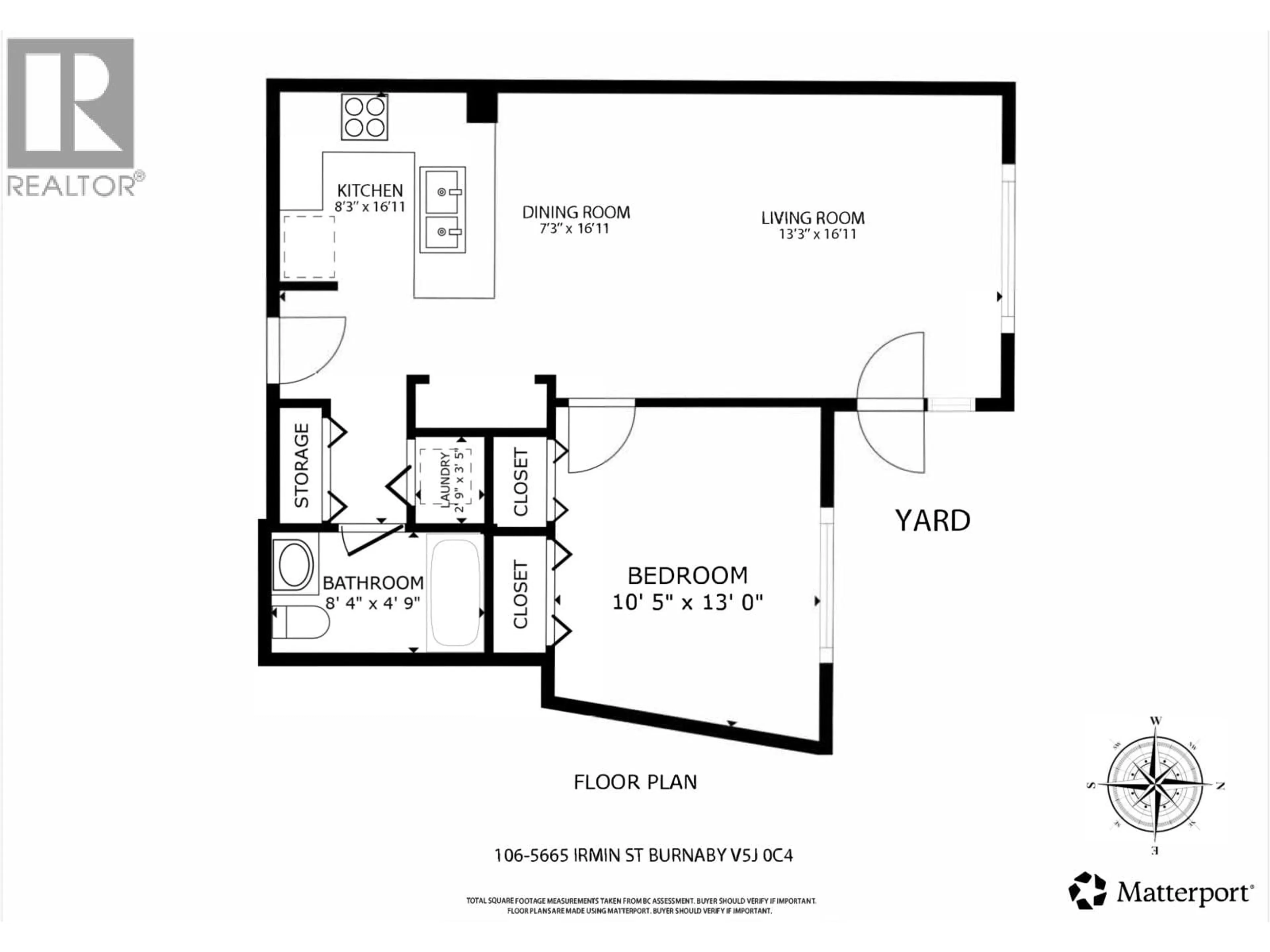 Floor plan for 106 - 5665 IRMIN STREET, Burnaby British Columbia V5J0C4