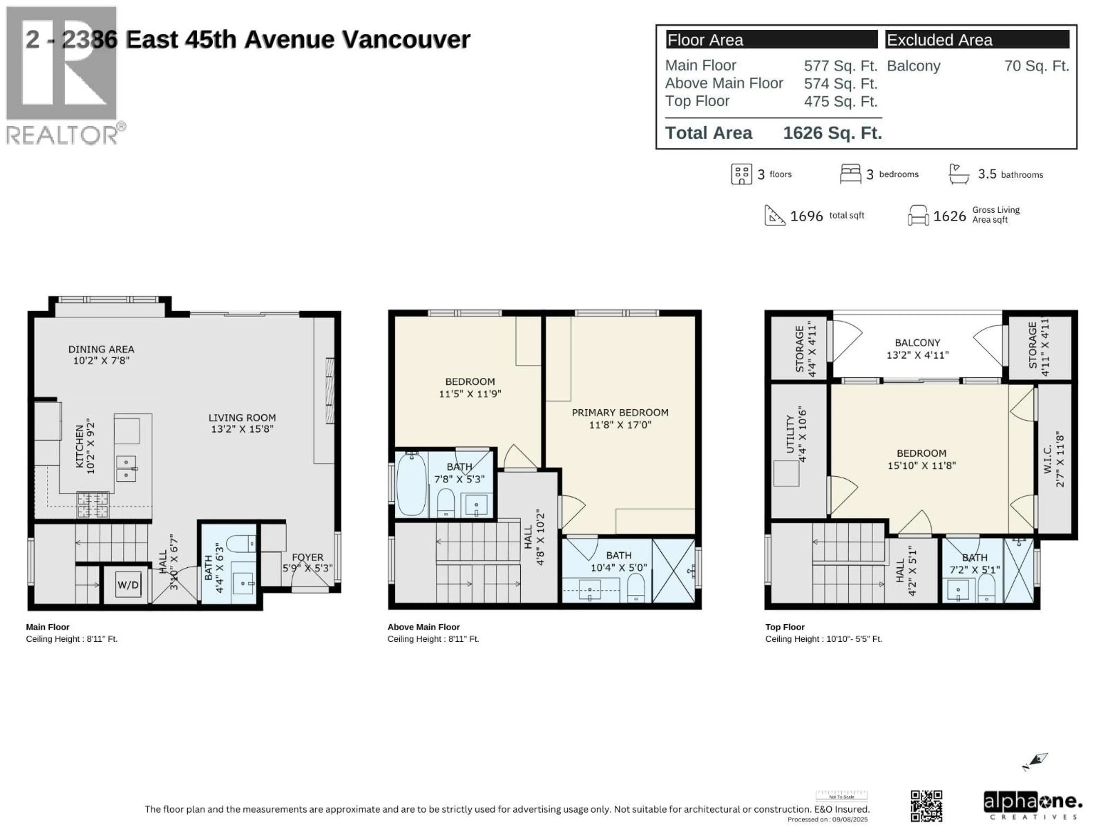 Floor plan for 2 - 2386 45TH AVENUE, Vancouver British Columbia V5R1K3