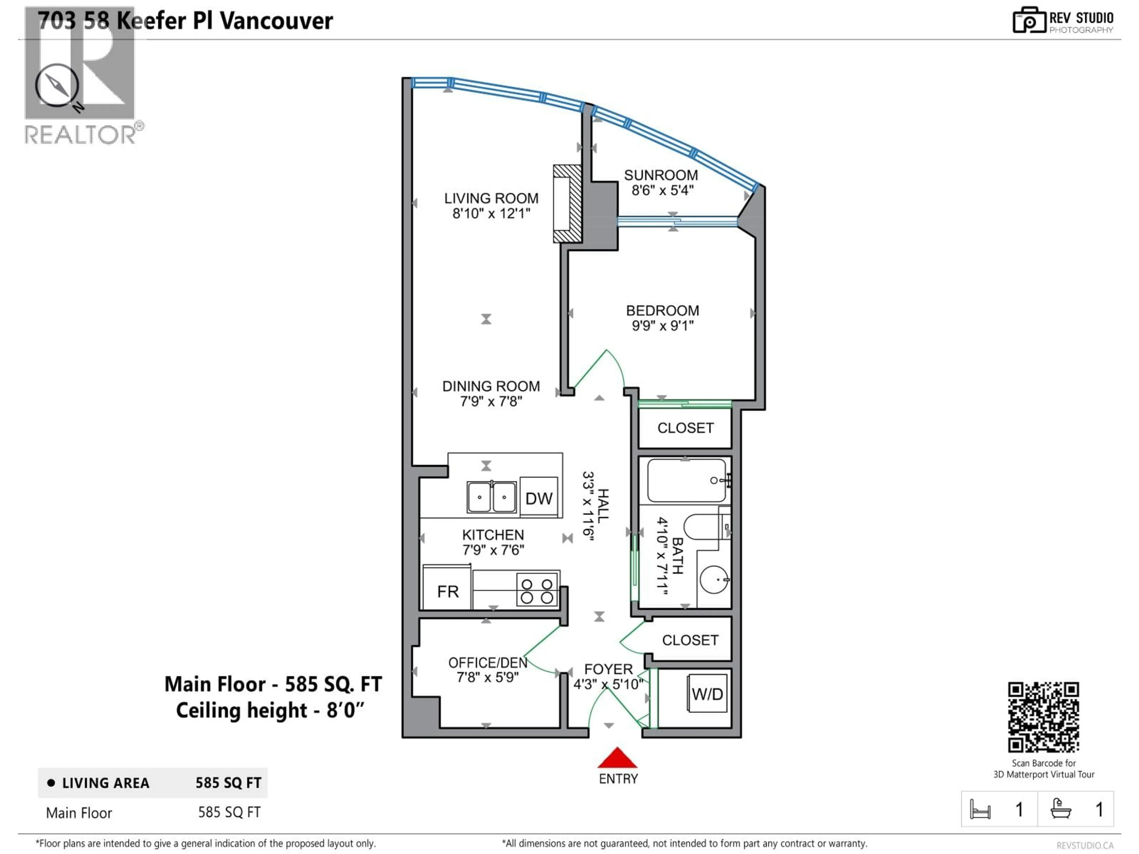 Floor plan for 703 - 58 KEEFER PLACE, Vancouver British Columbia V6B0B8