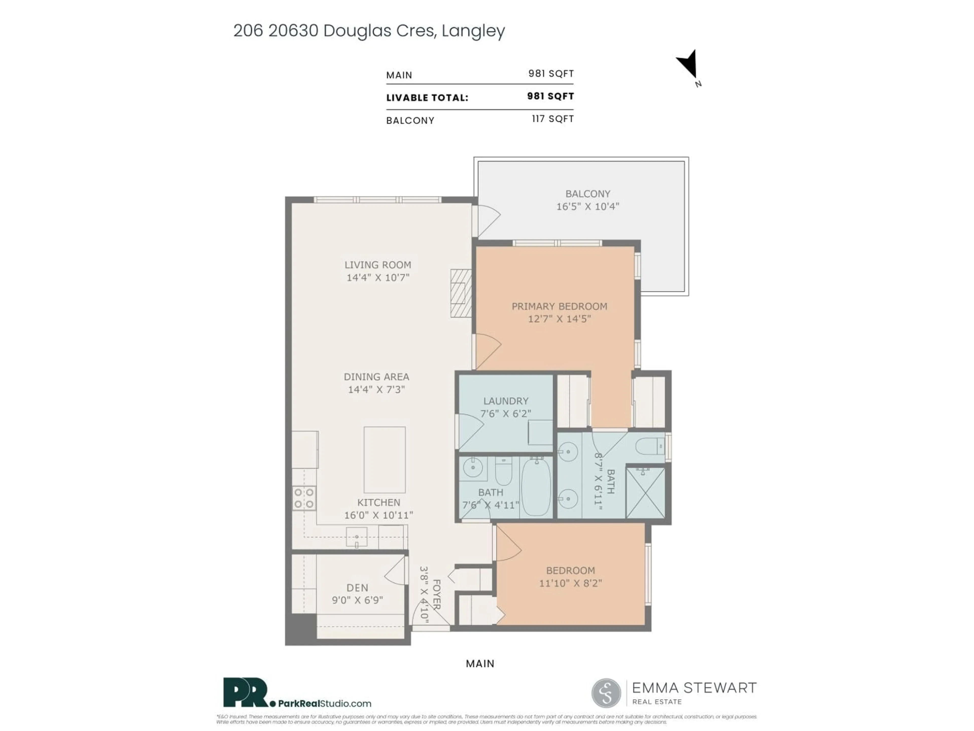 Floor plan for 207 - 20630 DOUGLAS, Langley British Columbia V3A4B8