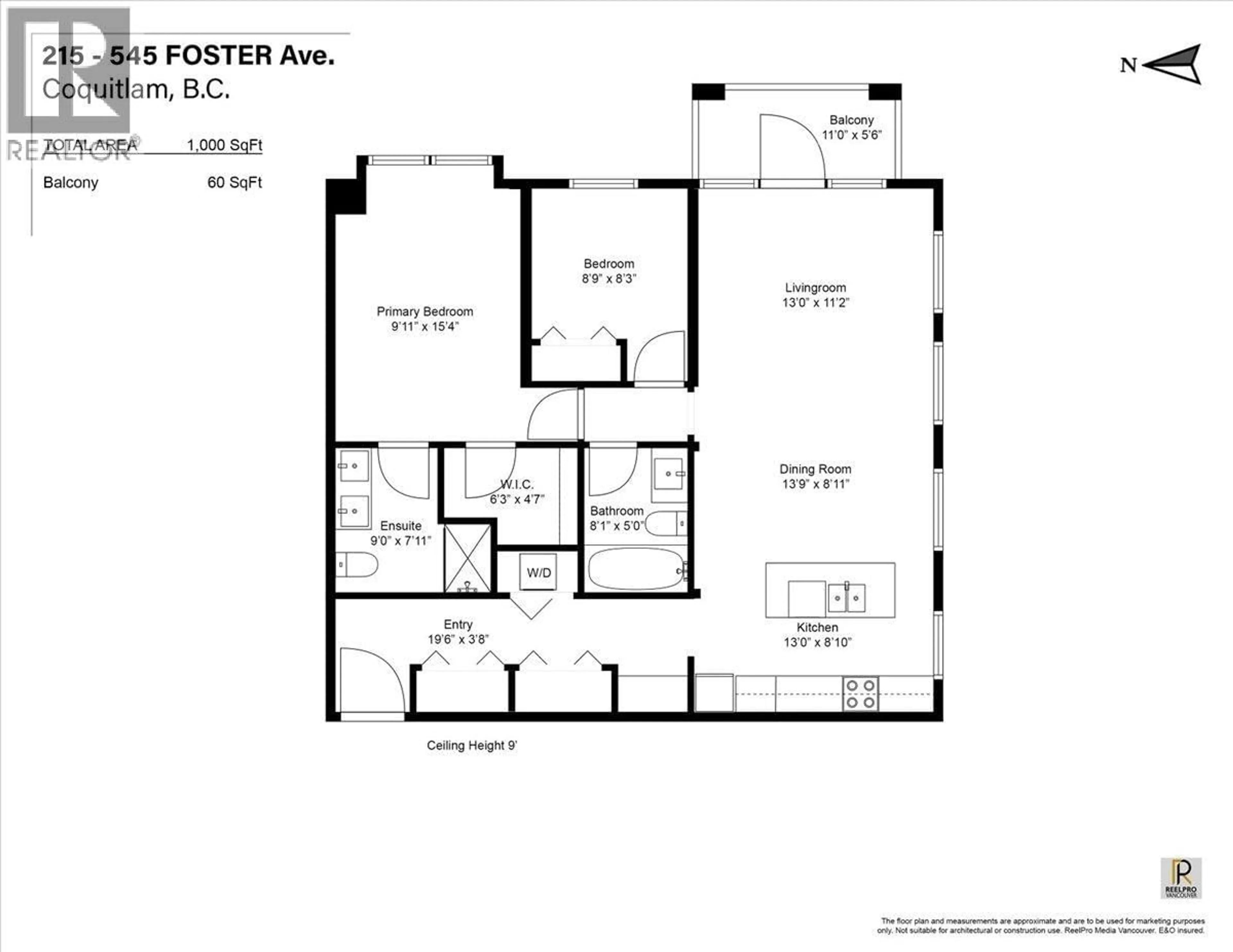 Floor plan for 215 - 545 FOSTER AVENUE, Coquitlam British Columbia V3J0B3