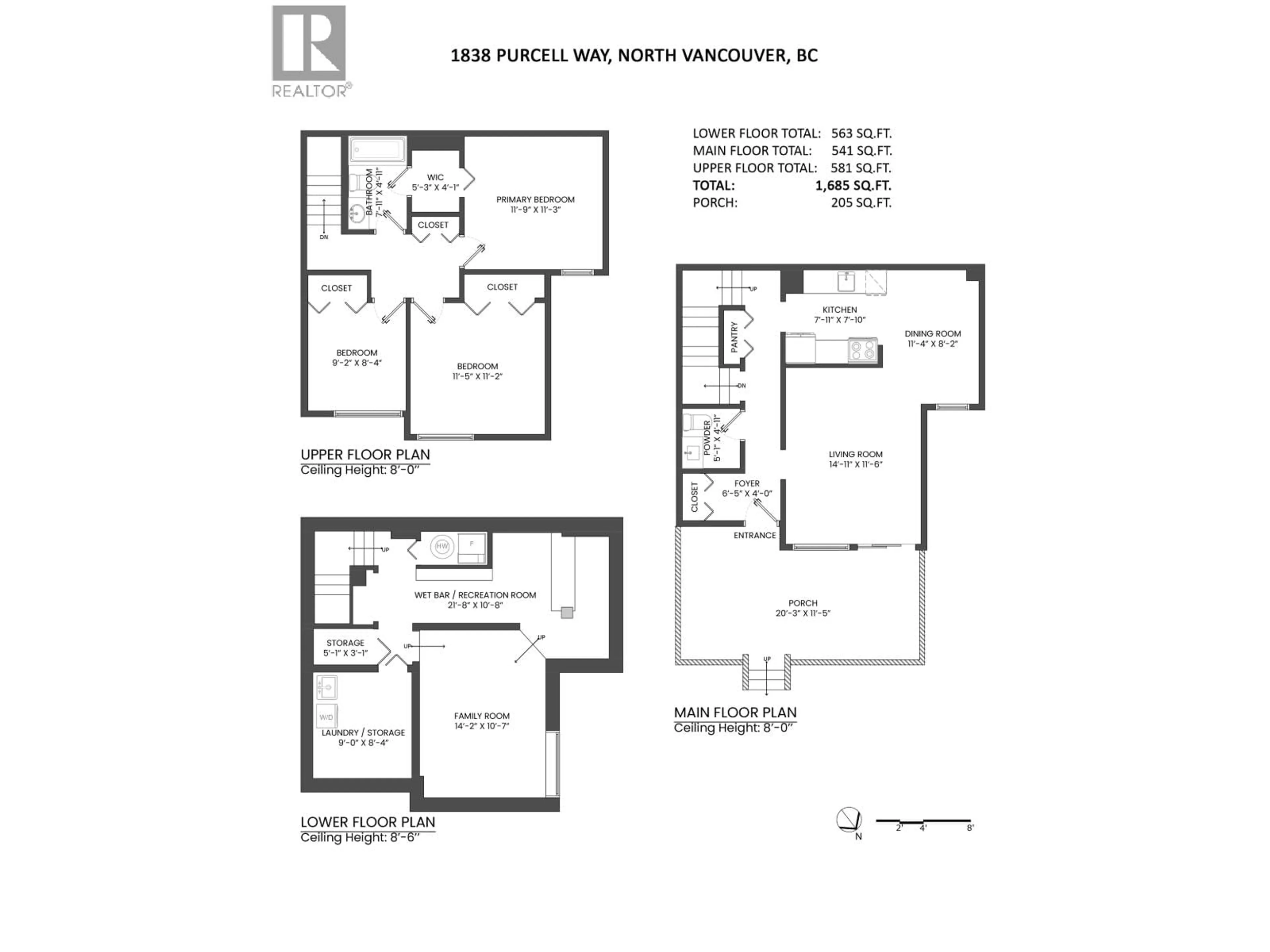 Floor plan for 1838 PURCELL WAY, North Vancouver British Columbia V7J3K3