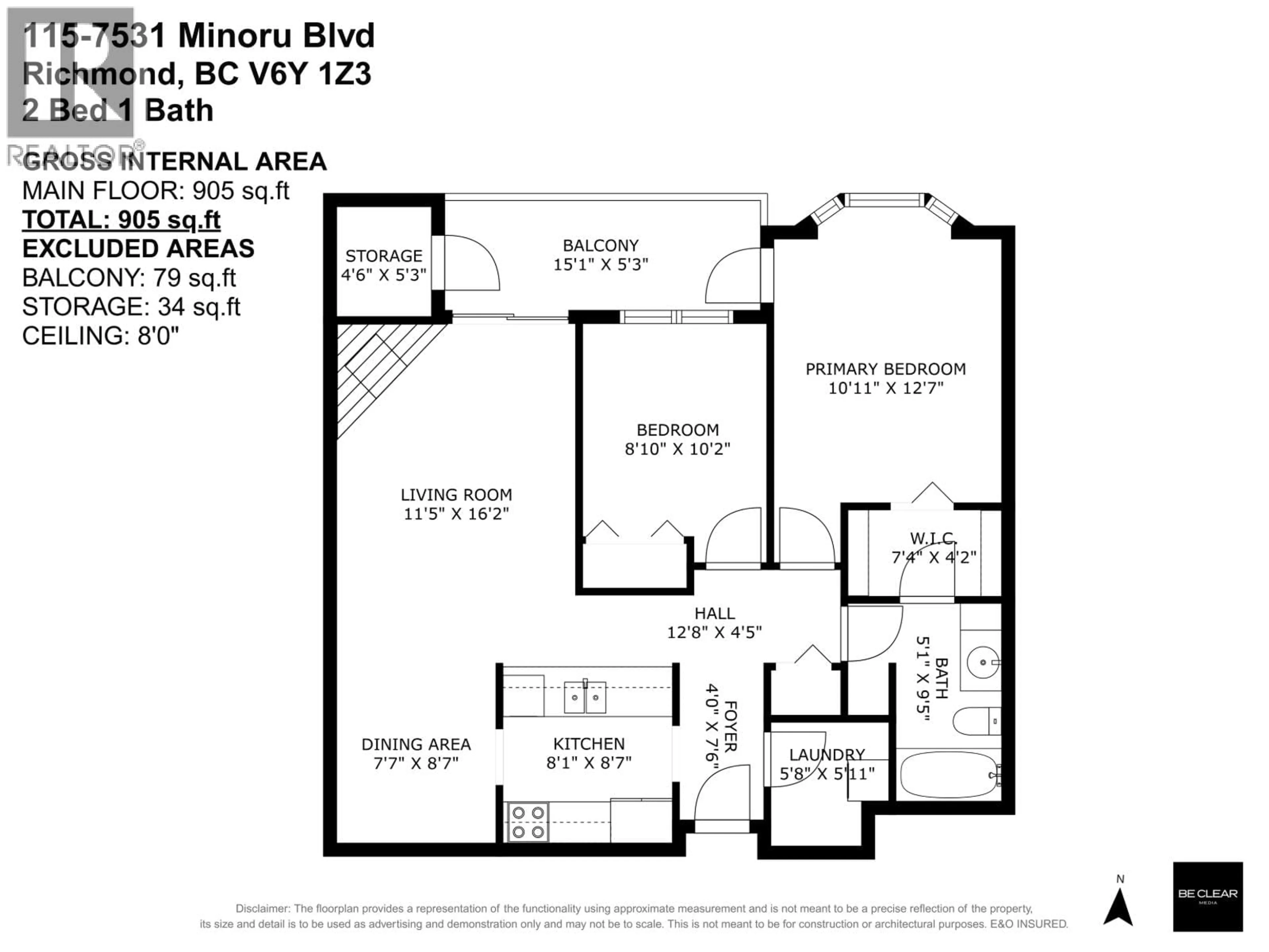 Floor plan for 115 - 7531 MINORU BOULEVARD, Richmond British Columbia V6Y1Z3