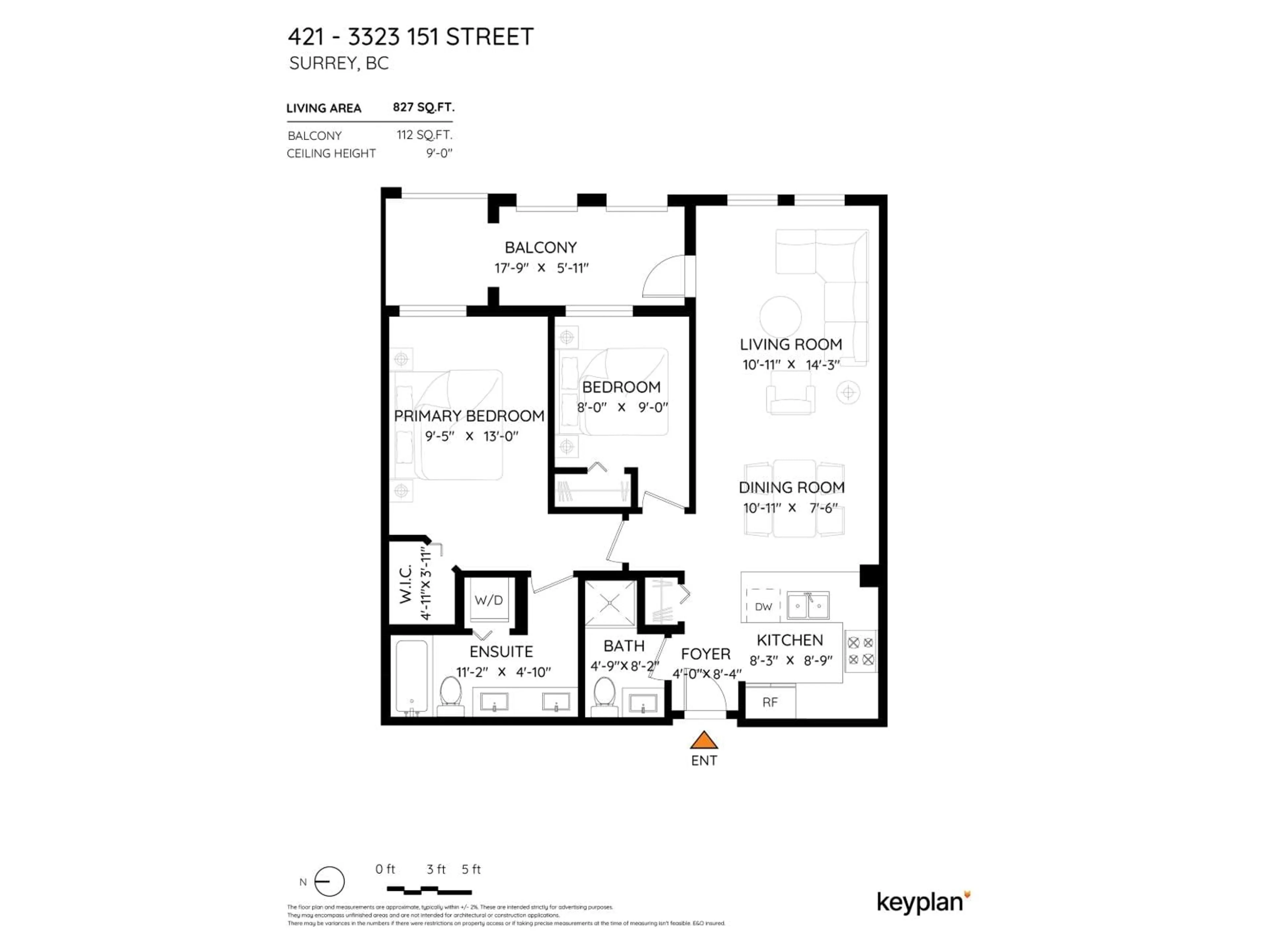 Floor plan for 421 - 3323 151, Surrey British Columbia V3Z0L3