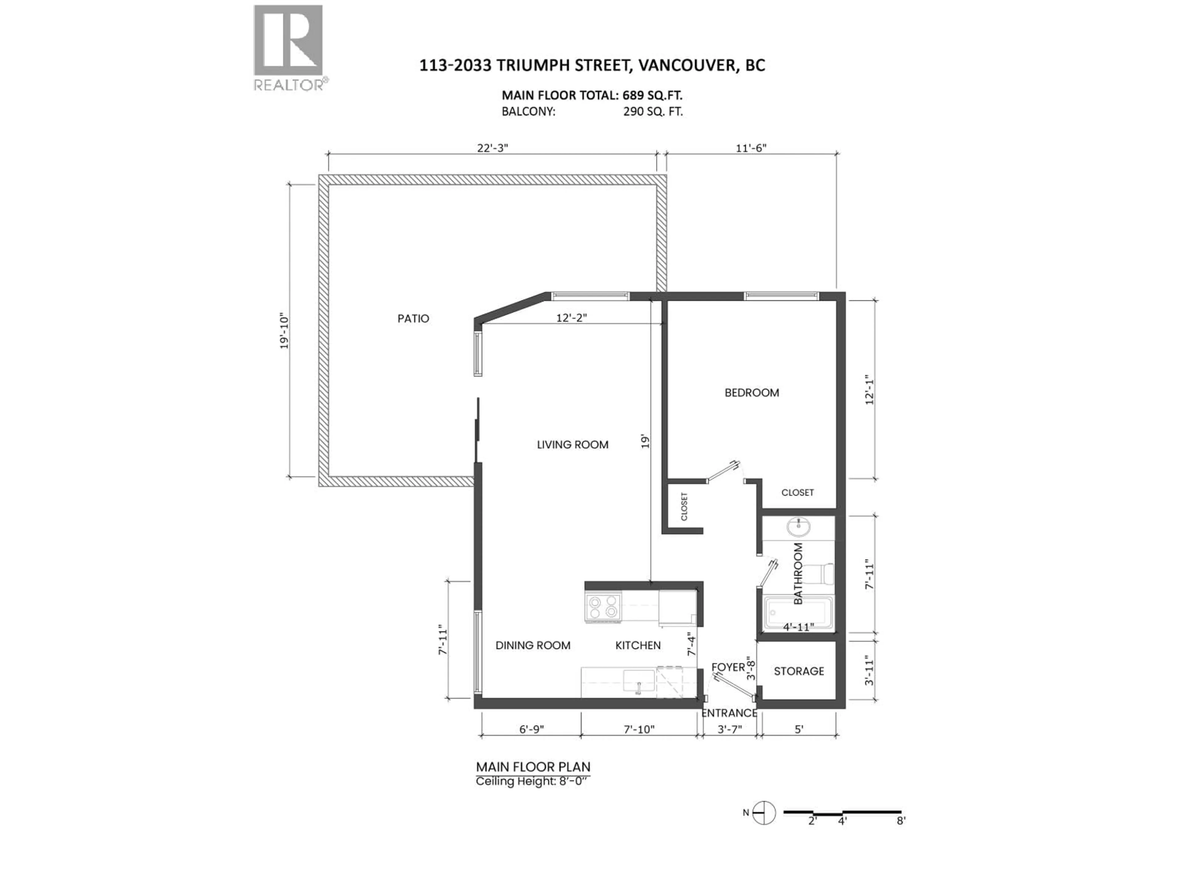 Floor plan for 113 - 2033 TRIUMPH STREET, Vancouver British Columbia V5L4X3