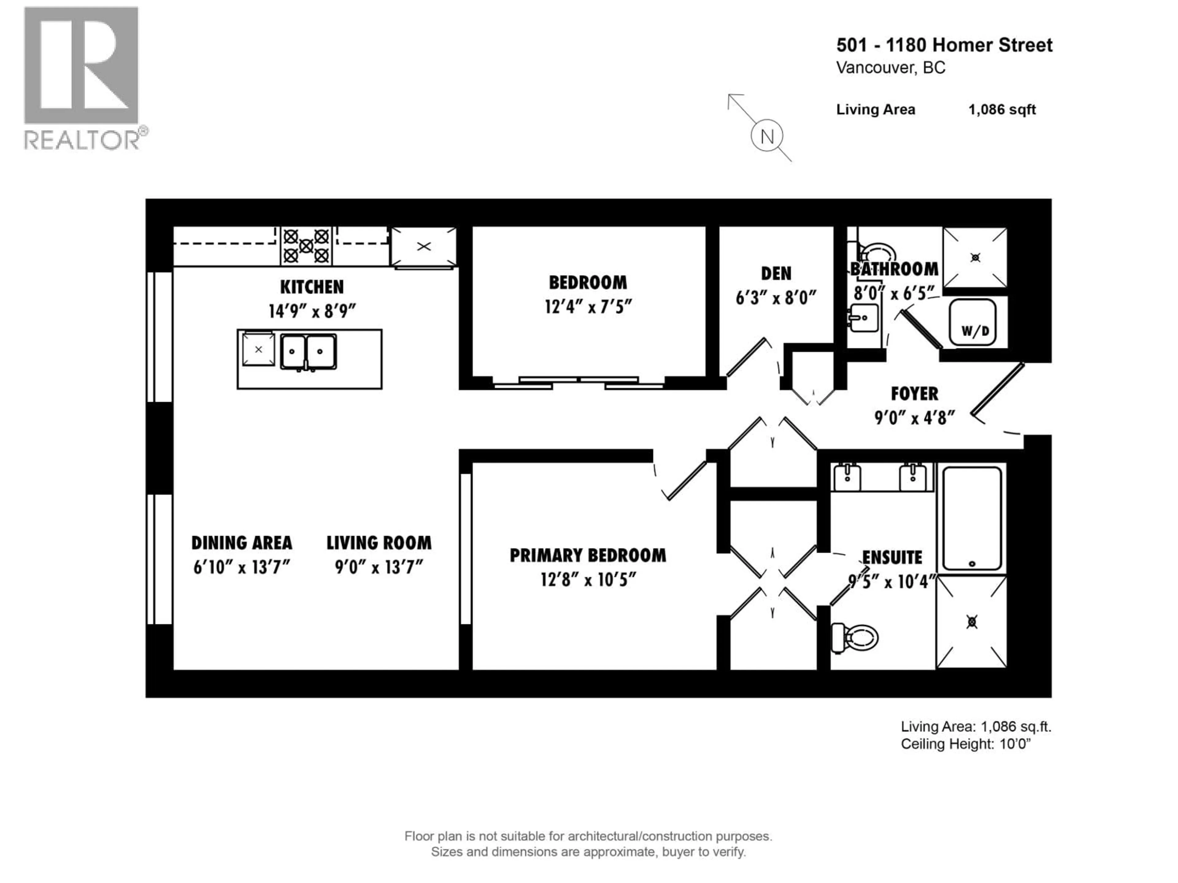 Floor plan for 501 - 1180 HOMER STREET, Vancouver British Columbia V6B2X6